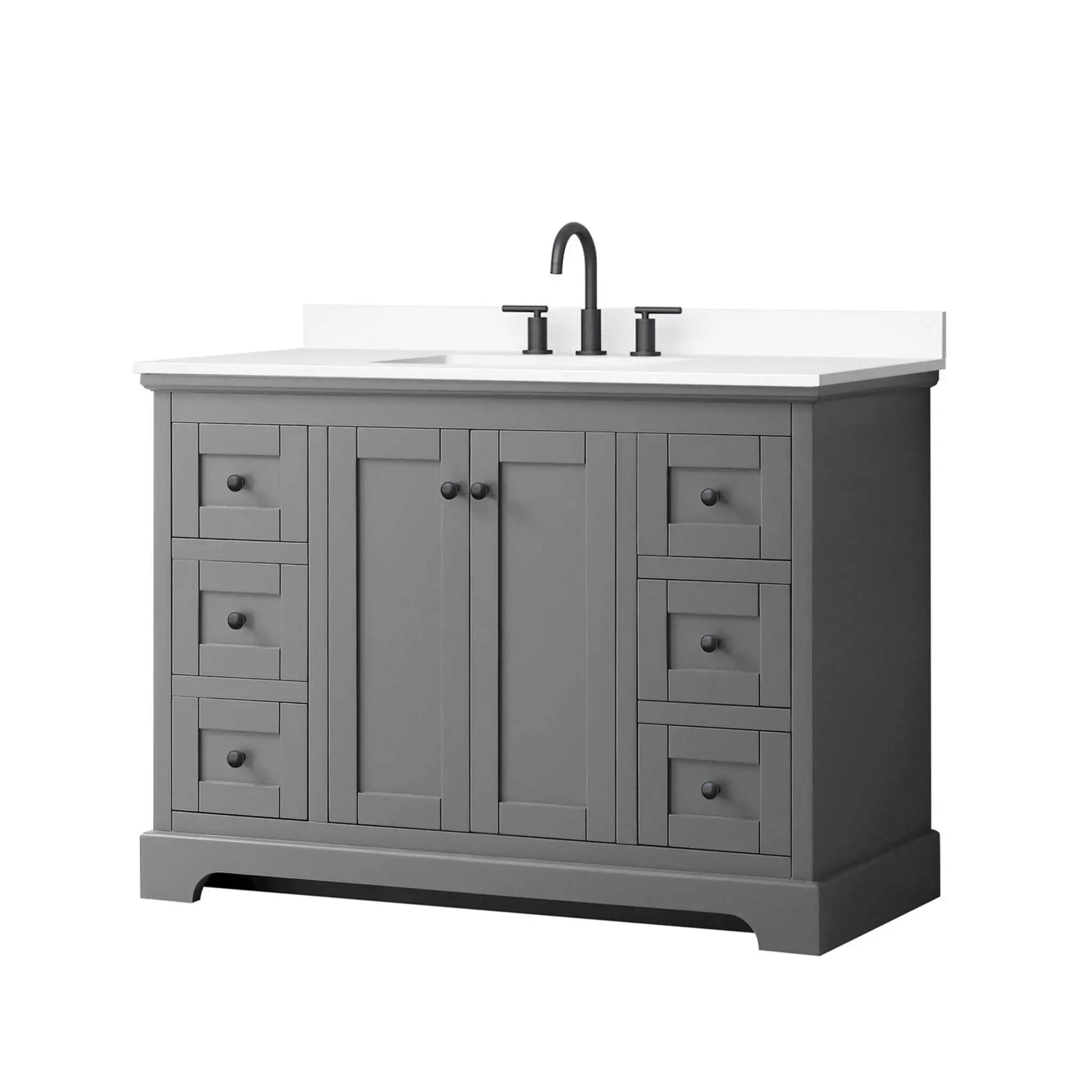 48" Avery Single Bathroom Vanity in Dark Gray with Matte Black Trim by Wyndham