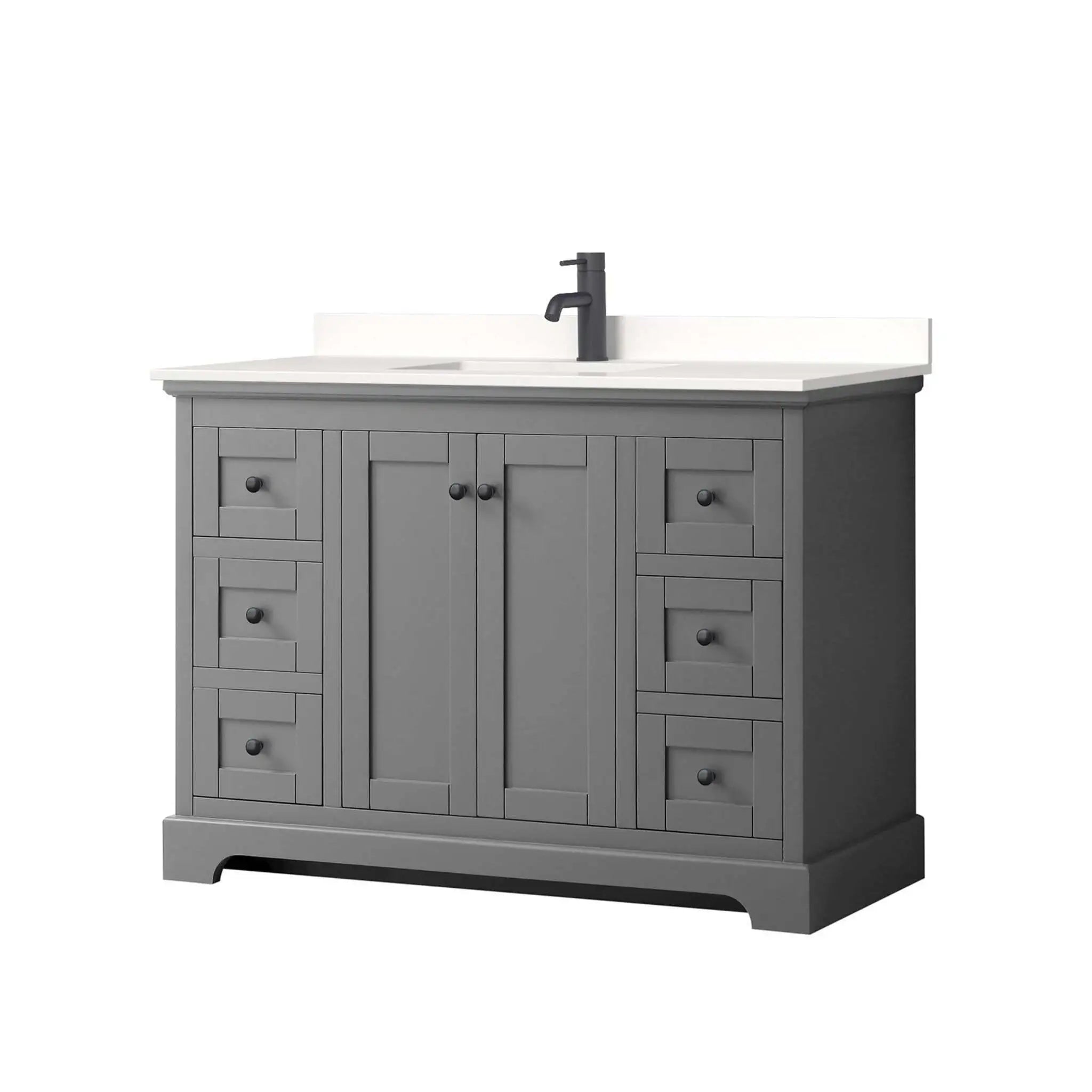 48" Avery Single Bathroom Vanity in Dark Gray with Matte Black Trim by Wyndham