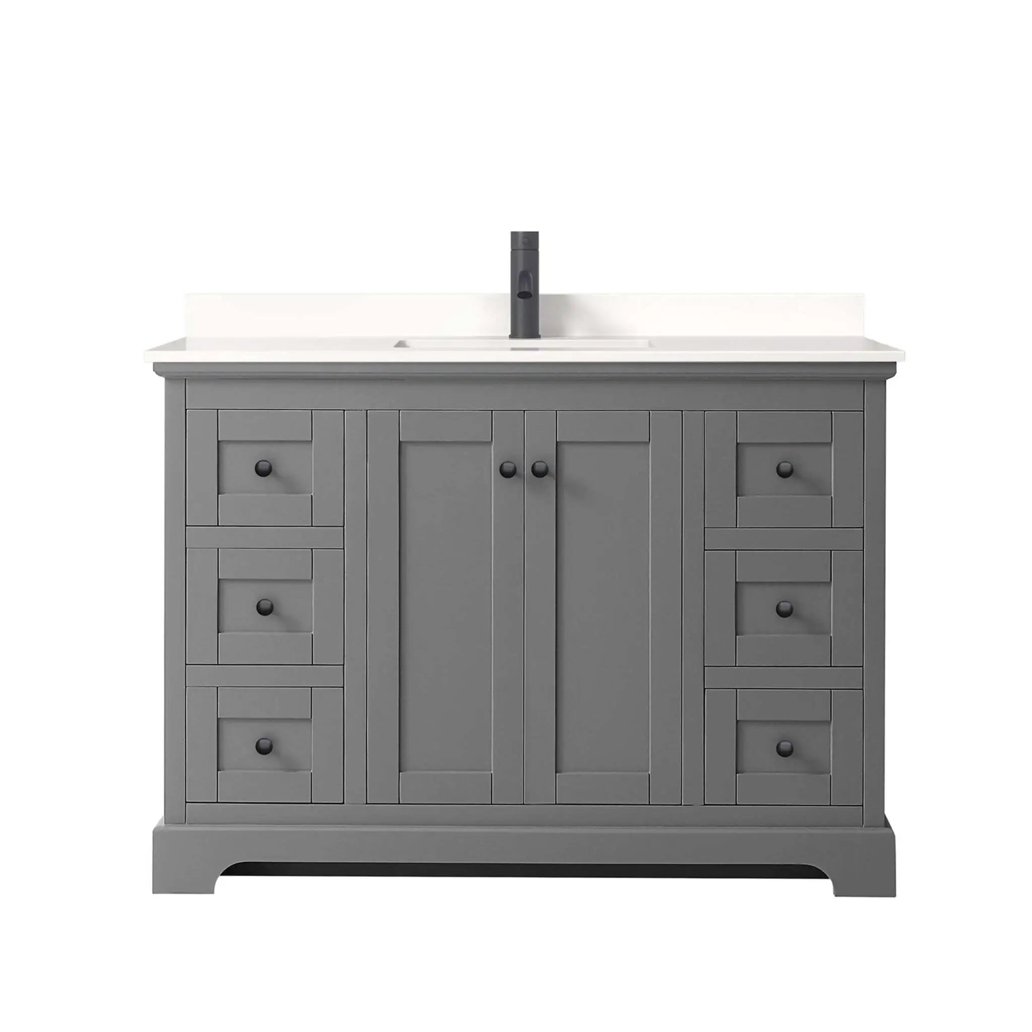 48" Avery Single Bathroom Vanity in Dark Gray with Matte Black Trim by Wyndham
