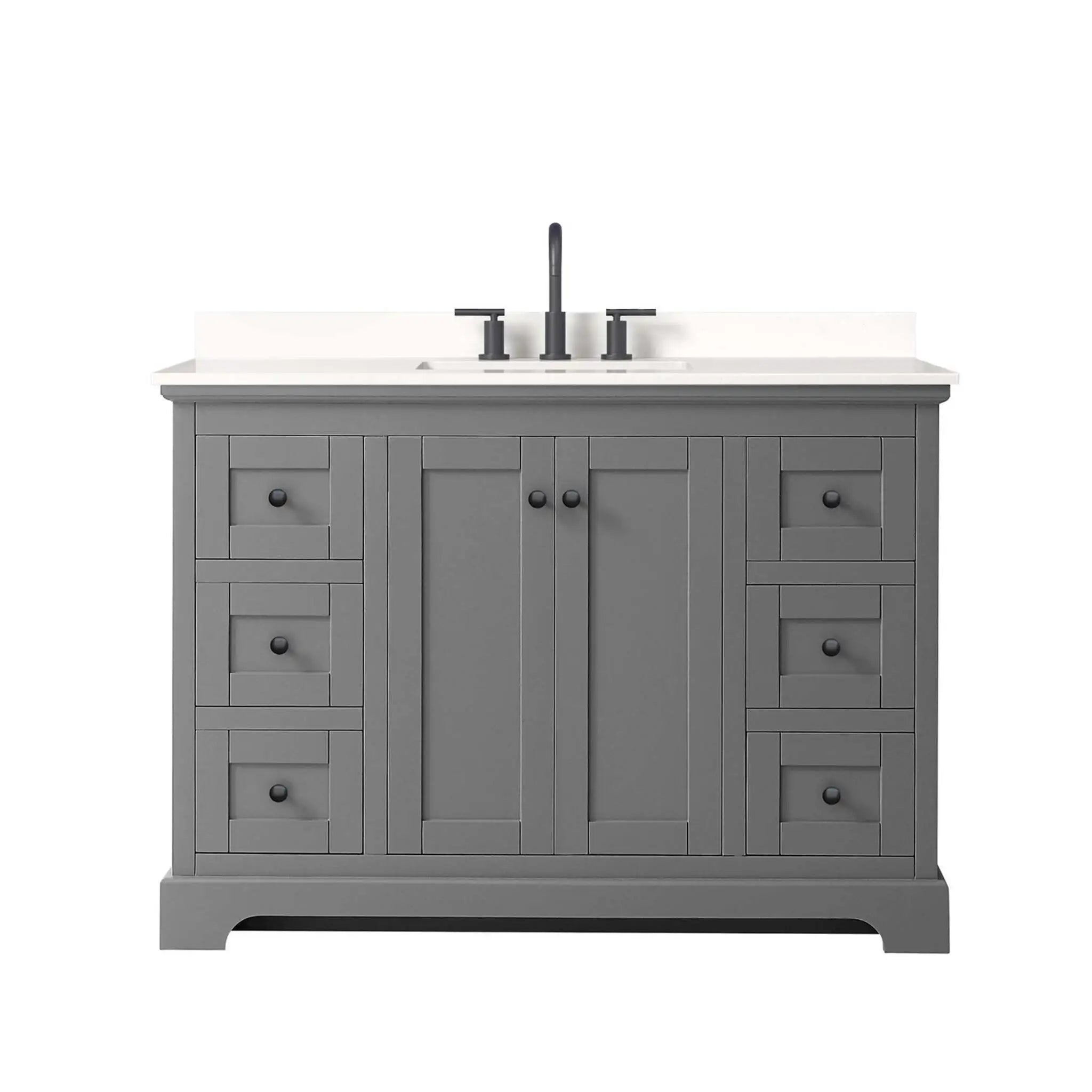 48" Avery Single Bathroom Vanity in Dark Gray with Matte Black Trim by Wyndham