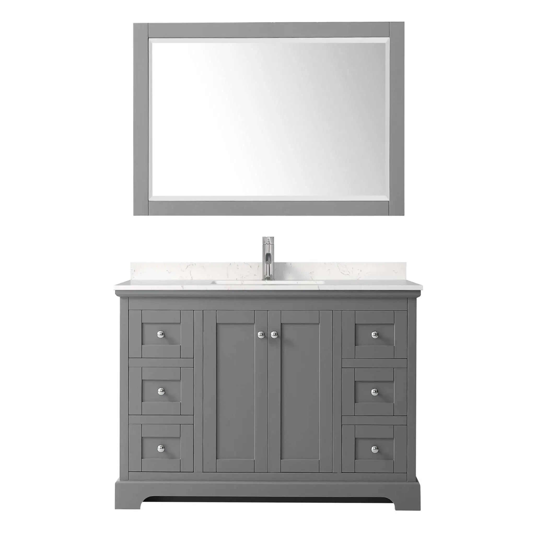 48" Avery Single Bathroom Vanity in Dark Gray with Polished Chrome Trim & 46" Mirror by Wyndham
