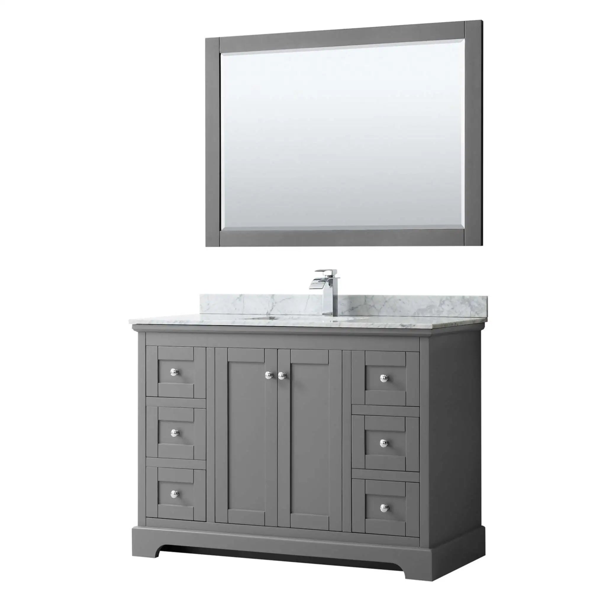 48" Avery Single Bathroom Vanity in Dark Gray with Polished Chrome Trim & 46" Mirror by Wyndham