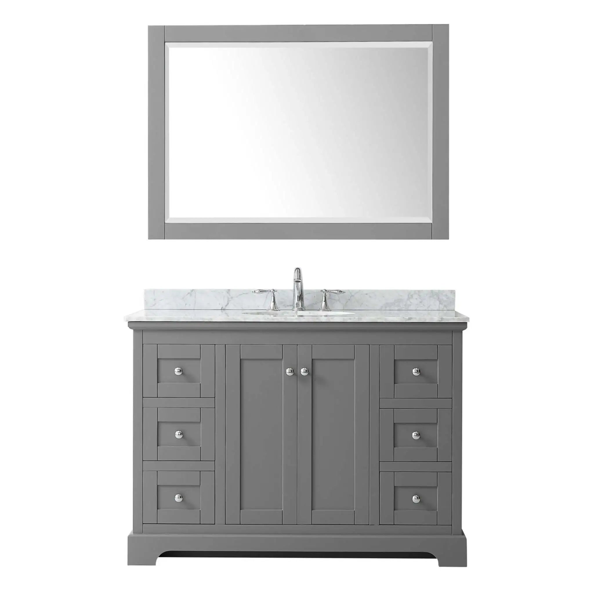48" Avery Single Bathroom Vanity in Dark Gray with Polished Chrome Trim & 46" Mirror by Wyndham