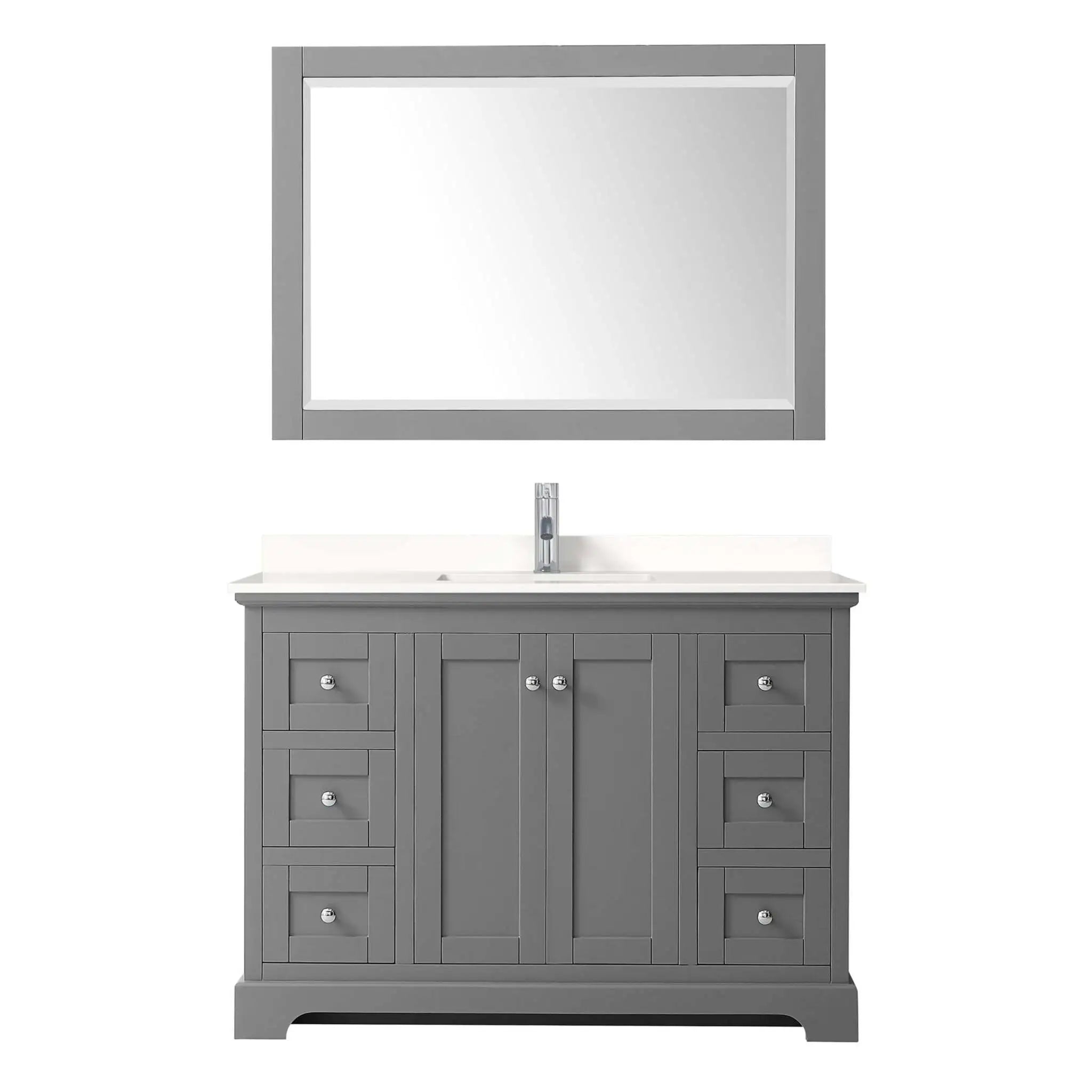 48" Avery Single Bathroom Vanity in Dark Gray with Polished Chrome Trim & 46" Mirror by Wyndham
