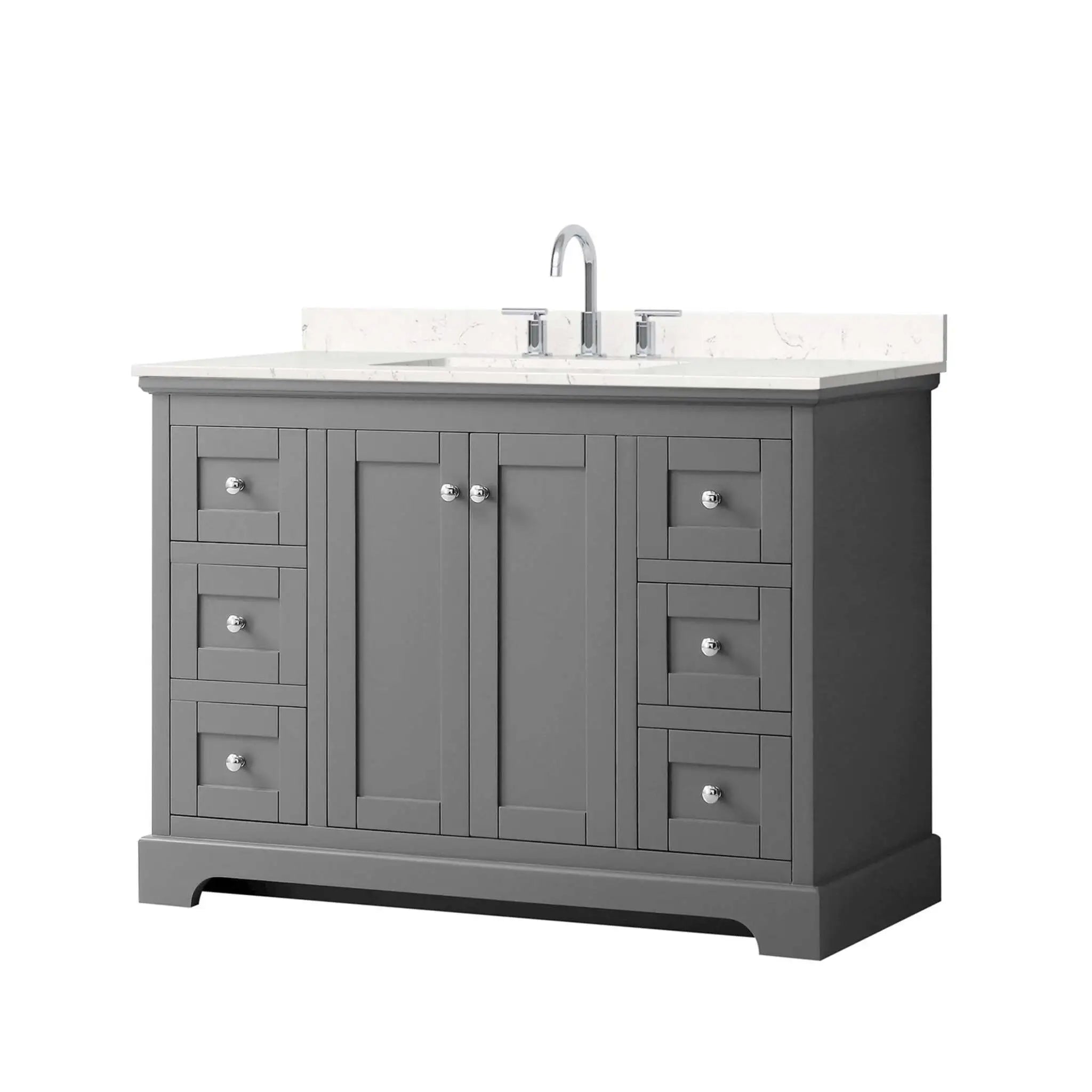 48" Avery Single Bathroom Vanity in Dark Gray with Polished Chrome Trim by Wyndham