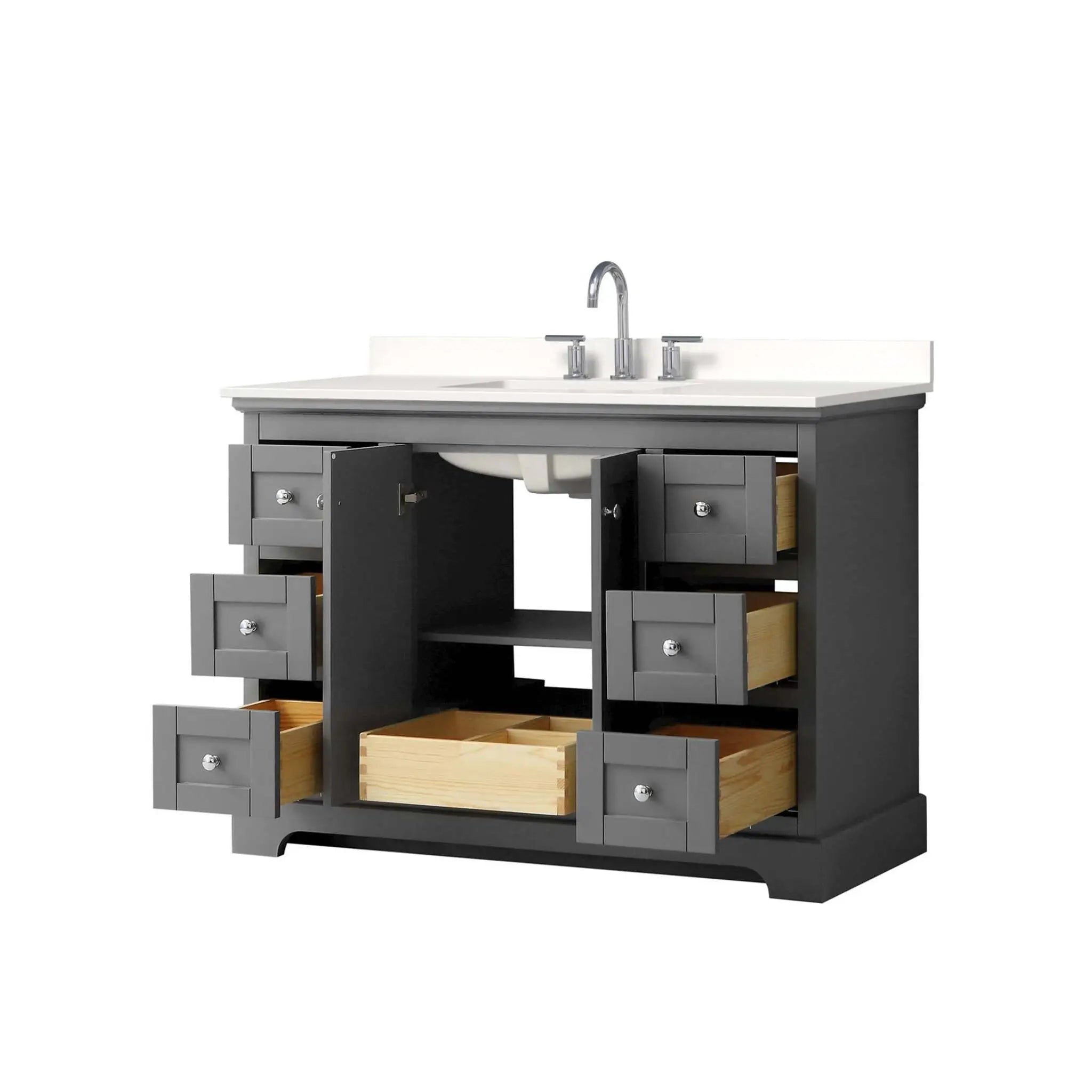 48" Avery Single Bathroom Vanity in Dark Gray with Polished Chrome Trim by Wyndham