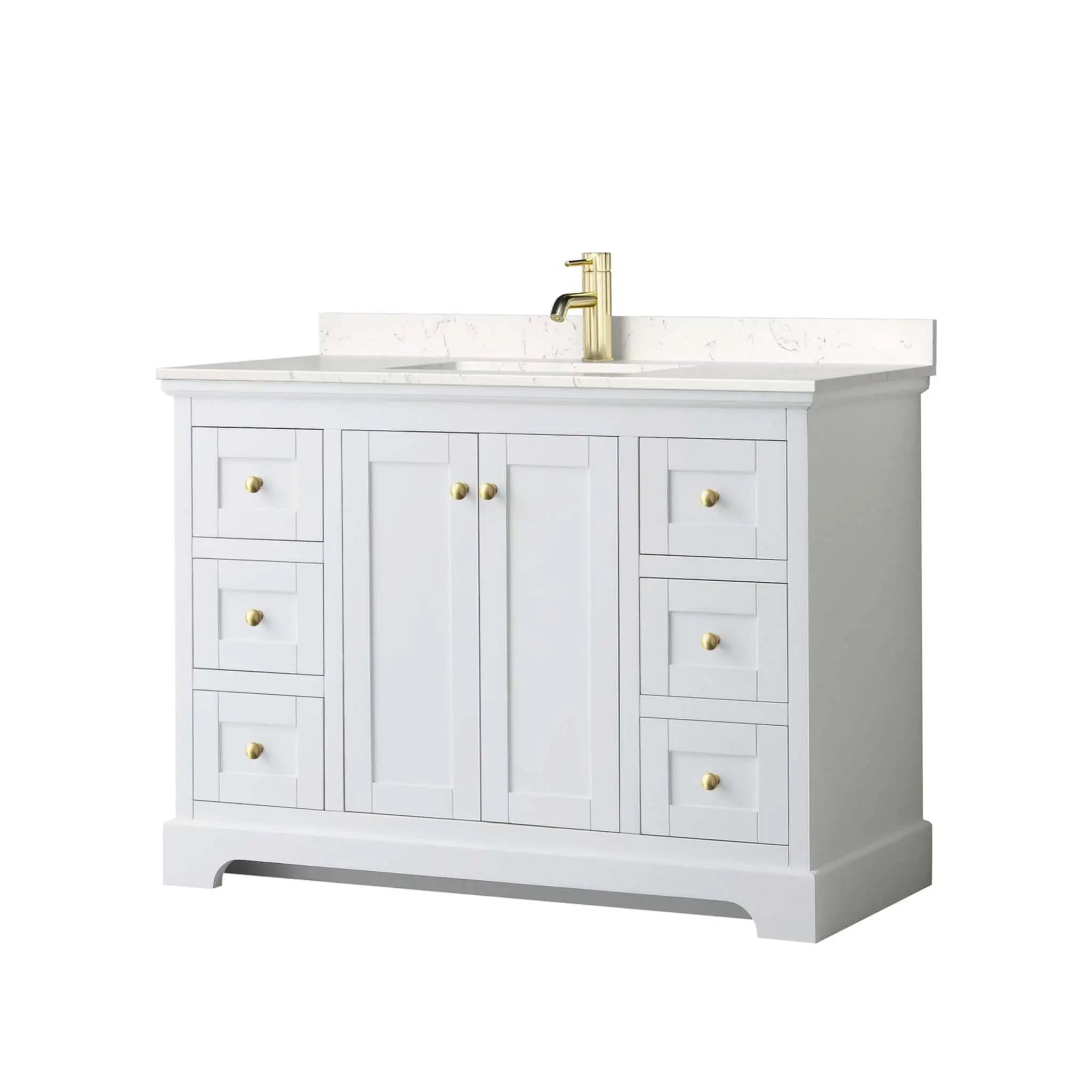 48" Avery Single Bathroom Vanity in White with Brushed Gold Trim by Wyndham