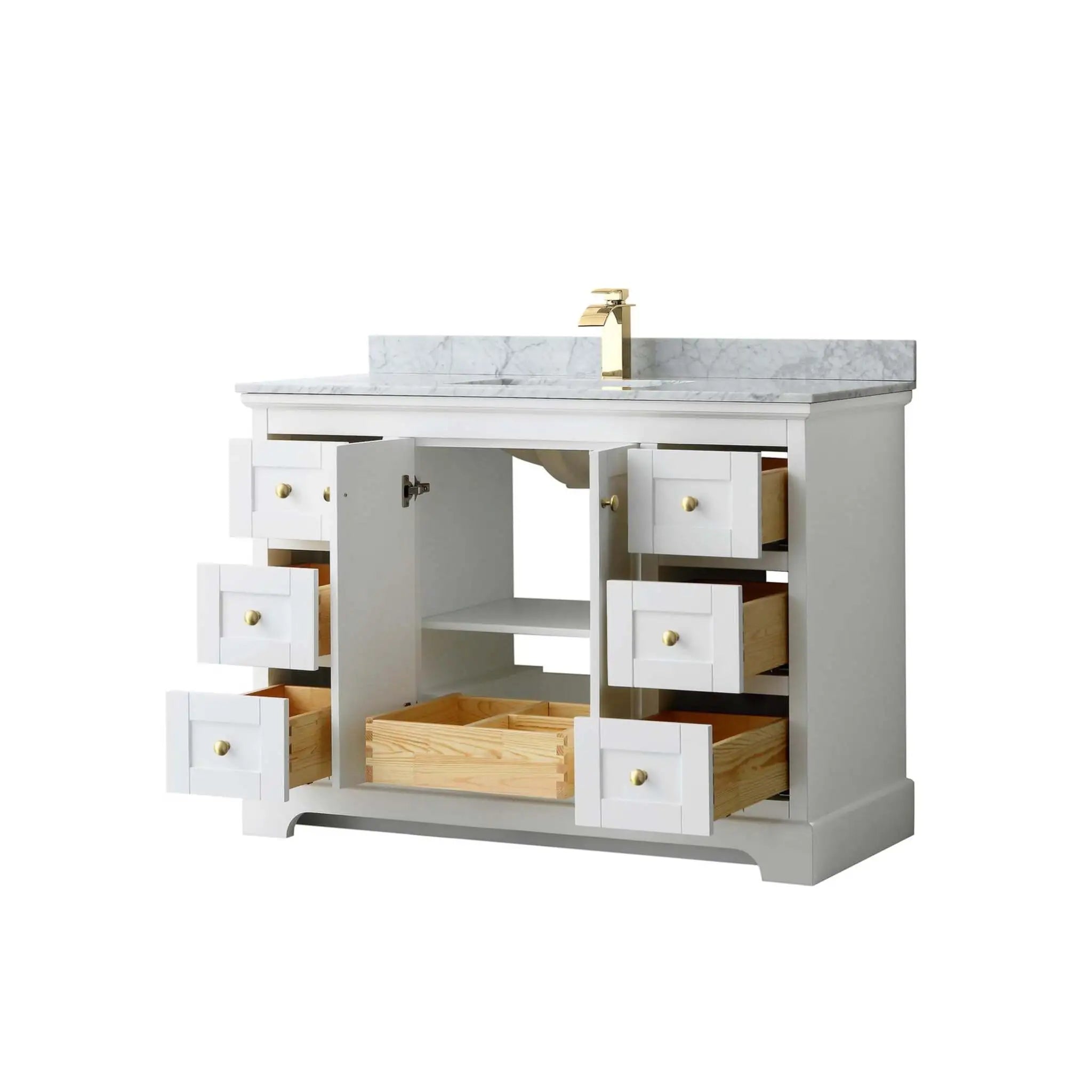48" Avery Single Bathroom Vanity in White with Brushed Gold Trim by Wyndham