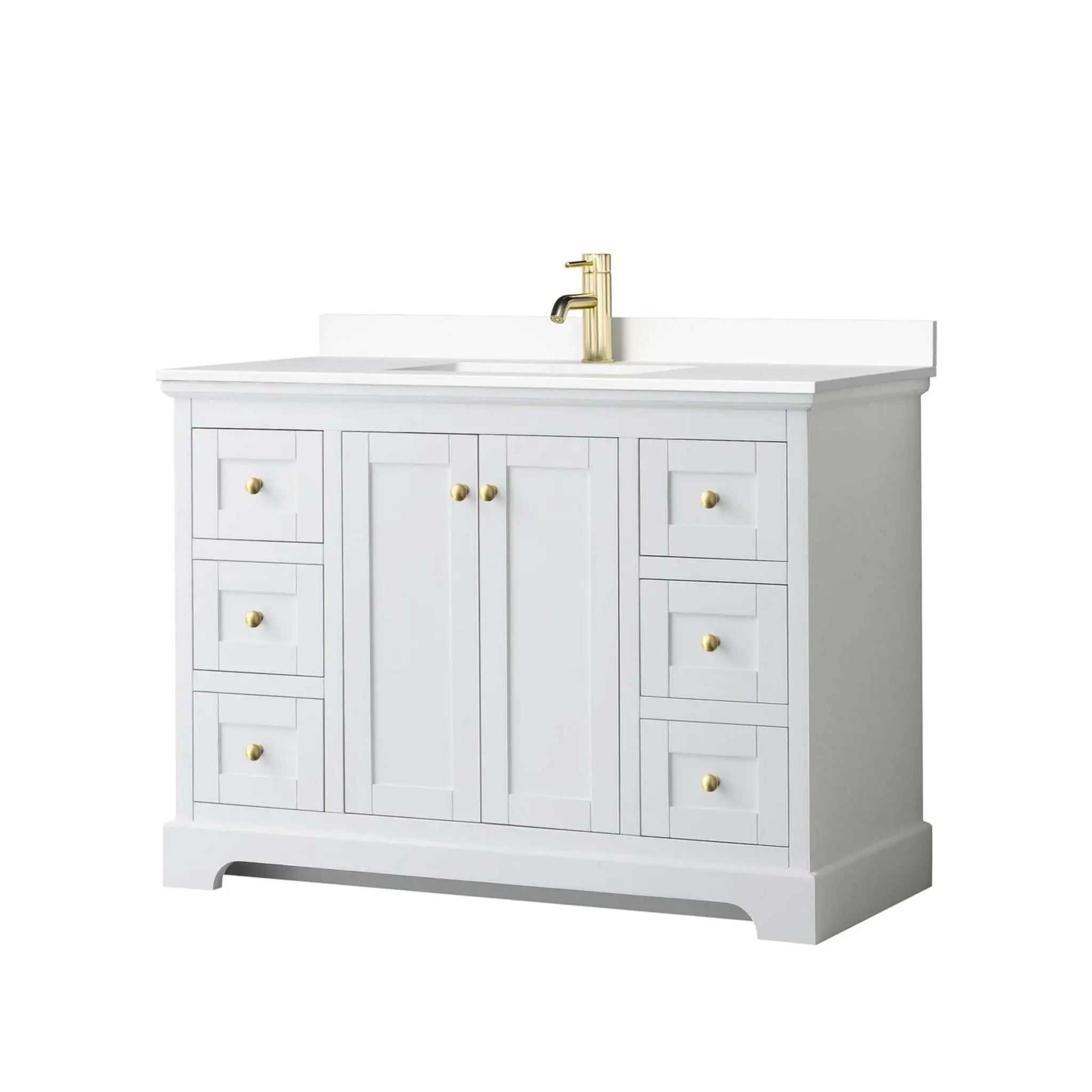 48" Avery Single Bathroom Vanity in White with Brushed Gold Trim by Wyndham