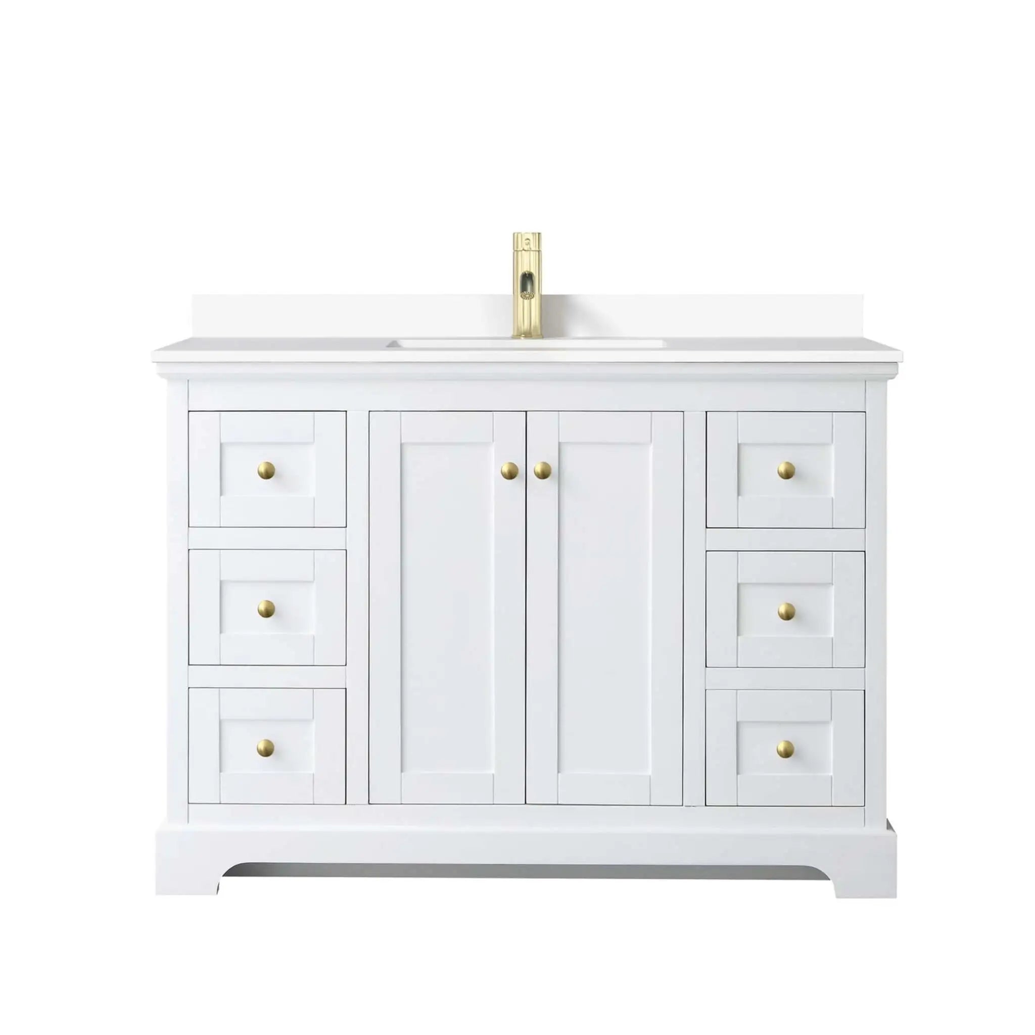 48" Avery Single Bathroom Vanity in White with Brushed Gold Trim by Wyndham