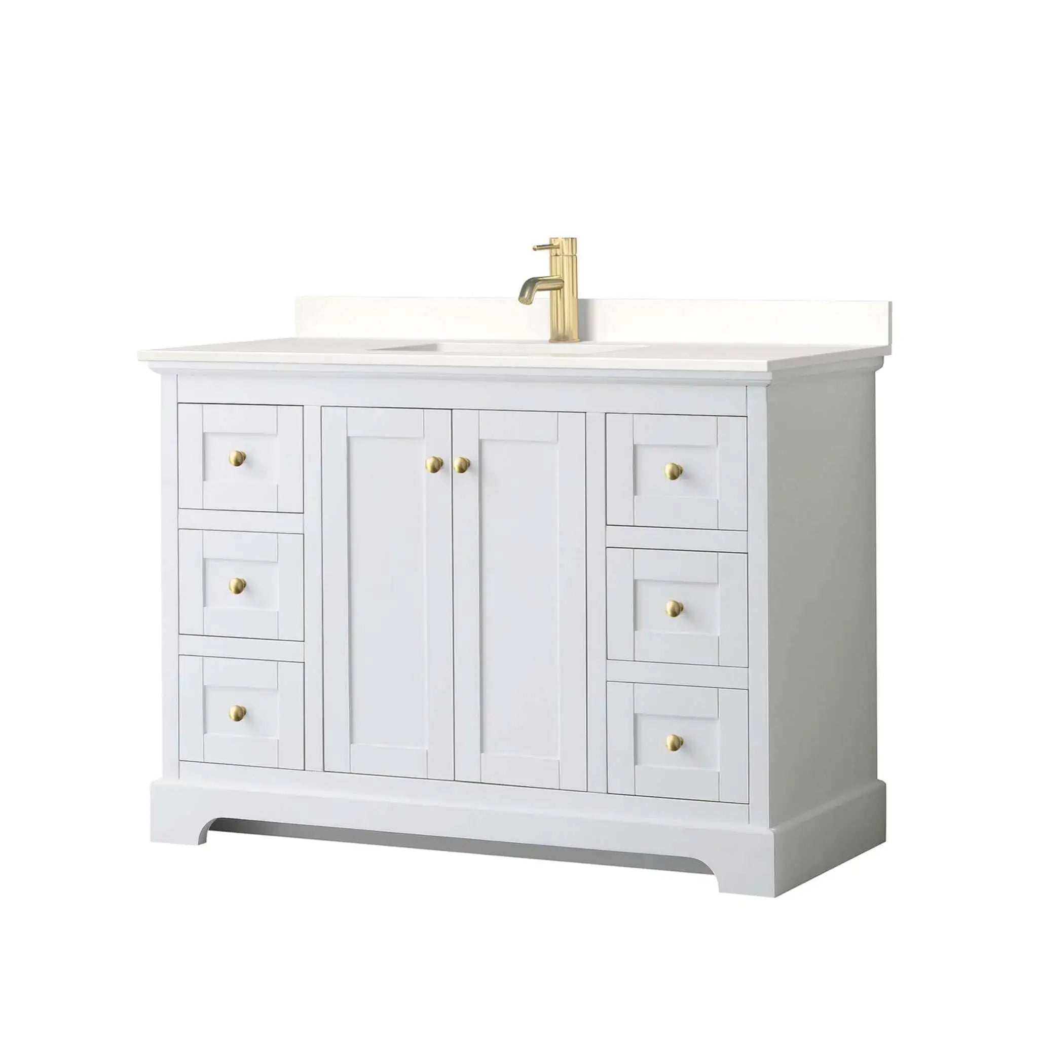48" Avery Single Bathroom Vanity in White with Brushed Gold Trim by Wyndham