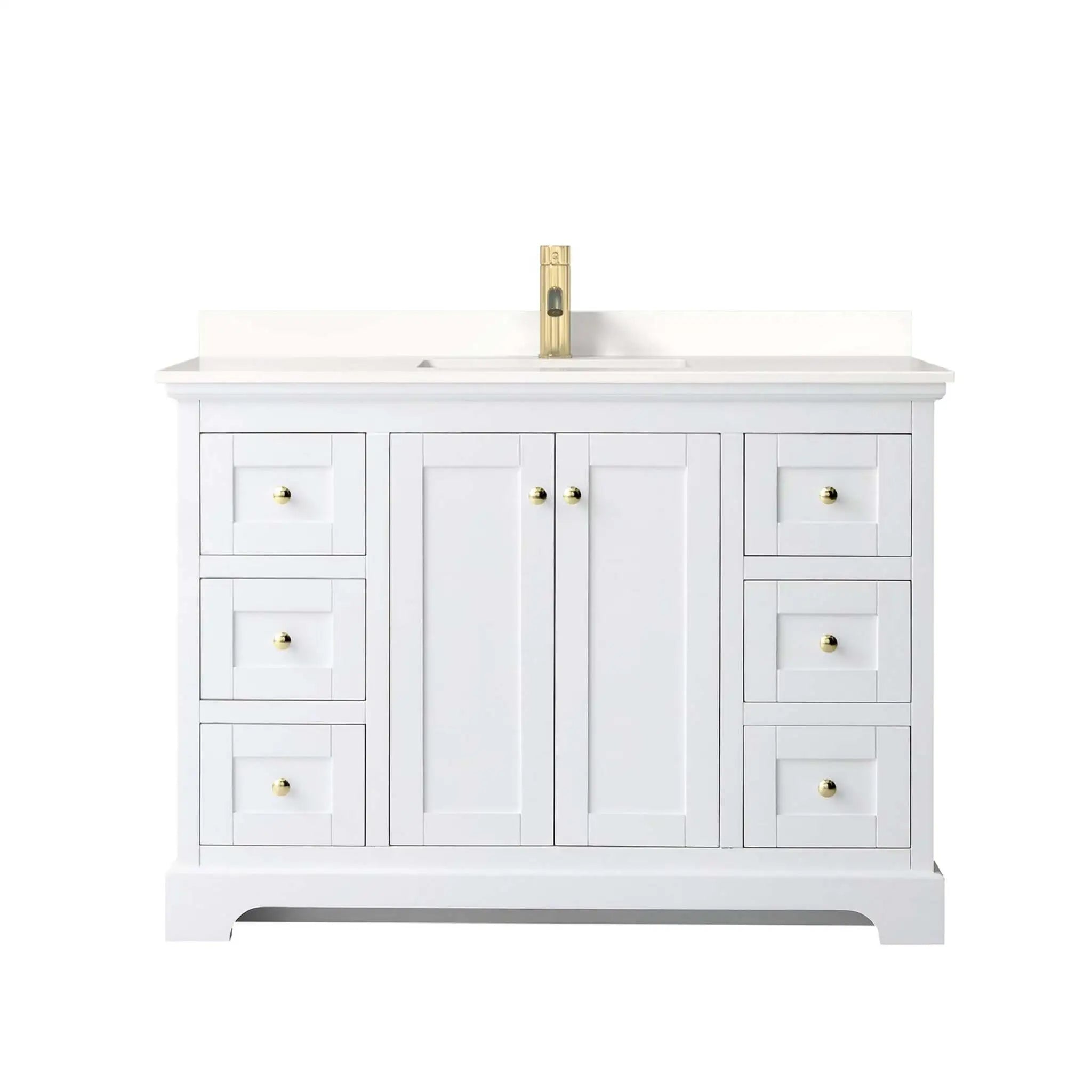48" Avery Single Bathroom Vanity in White with Brushed Gold Trim by Wyndham