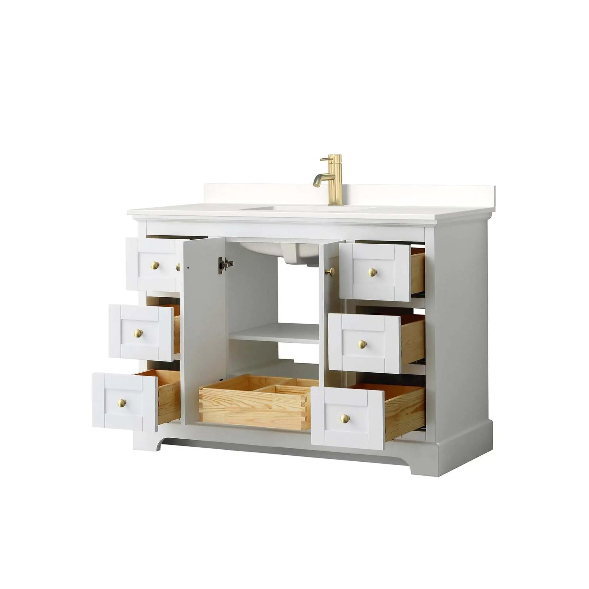 48" Avery Single Bathroom Vanity in White with Brushed Gold Trim by Wyndham