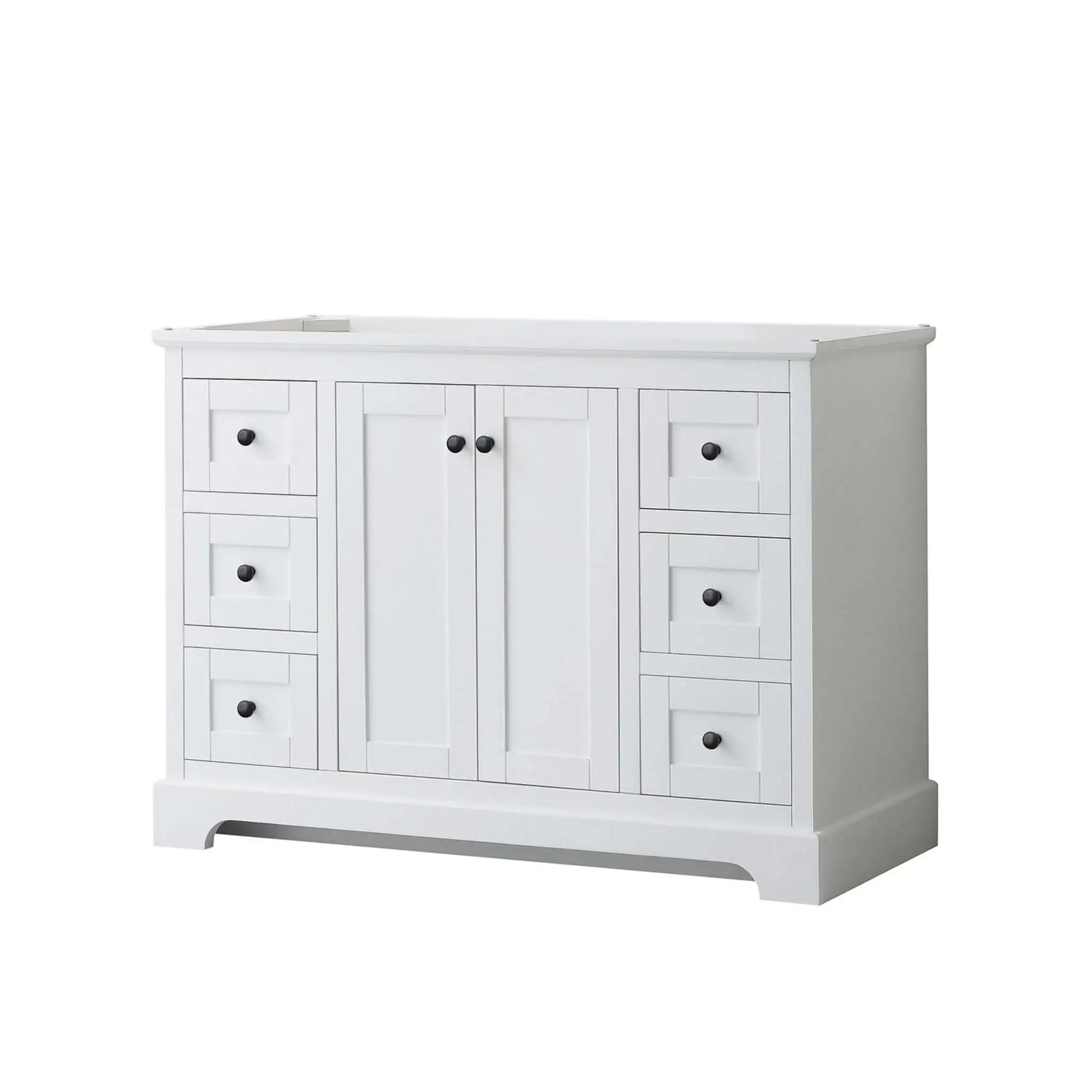48" Avery Single Bathroom Vanity in White with Matte Black Trim by Wyndham
