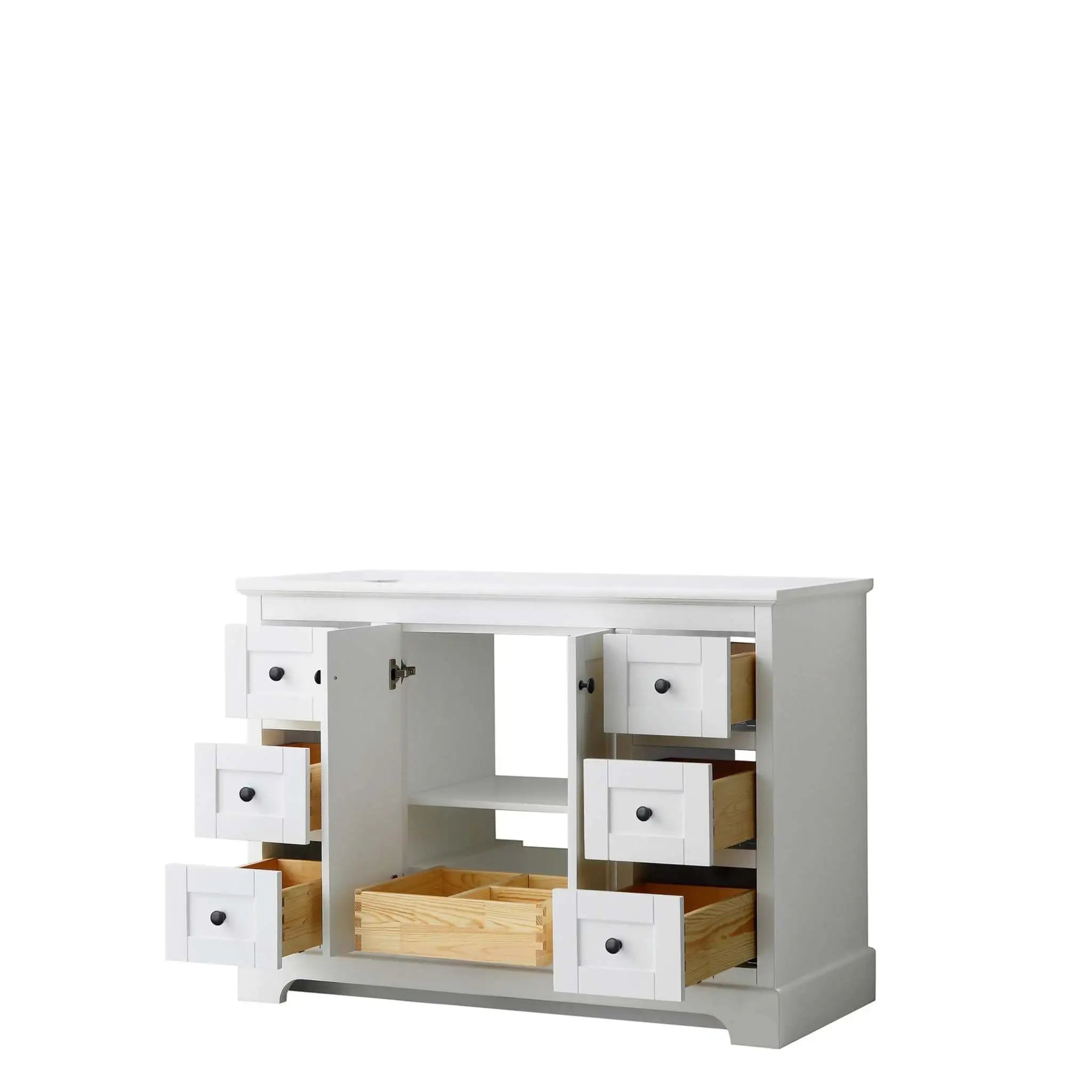 48" Avery Single Bathroom Vanity in White with Matte Black Trim by Wyndham