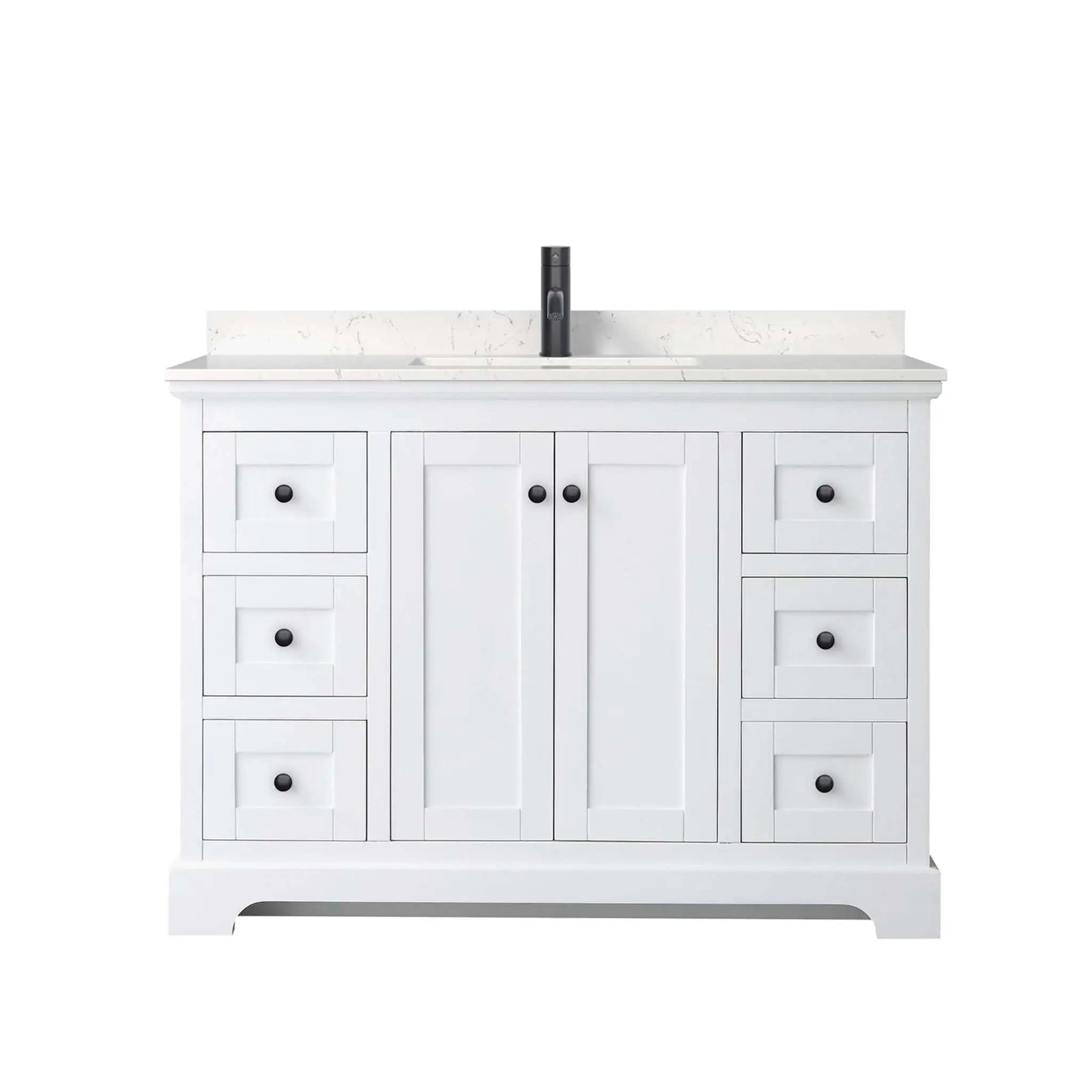 48" Avery Single Bathroom Vanity in White with Matte Black Trim by Wyndham