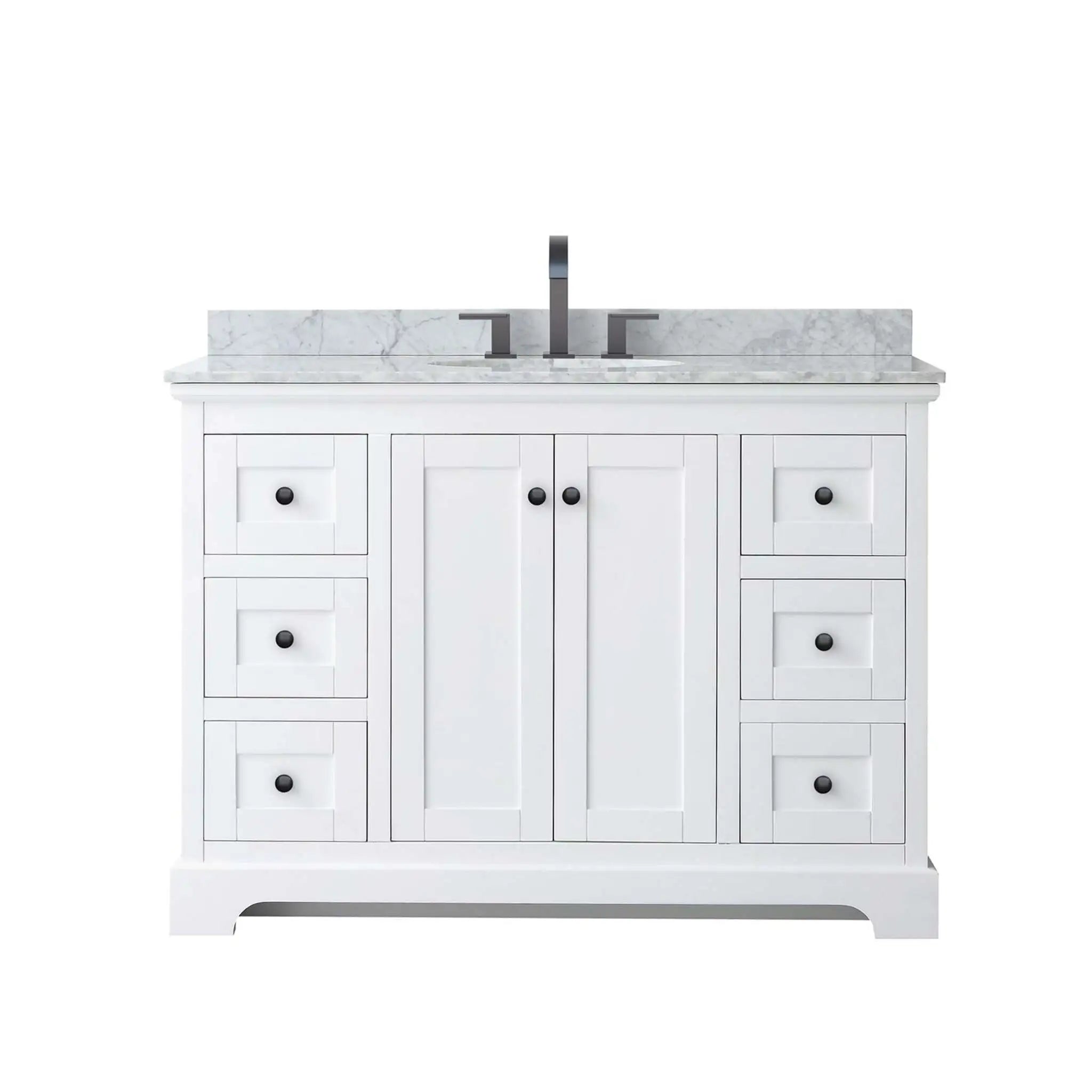 48" Avery Single Bathroom Vanity in White with Matte Black Trim by Wyndham