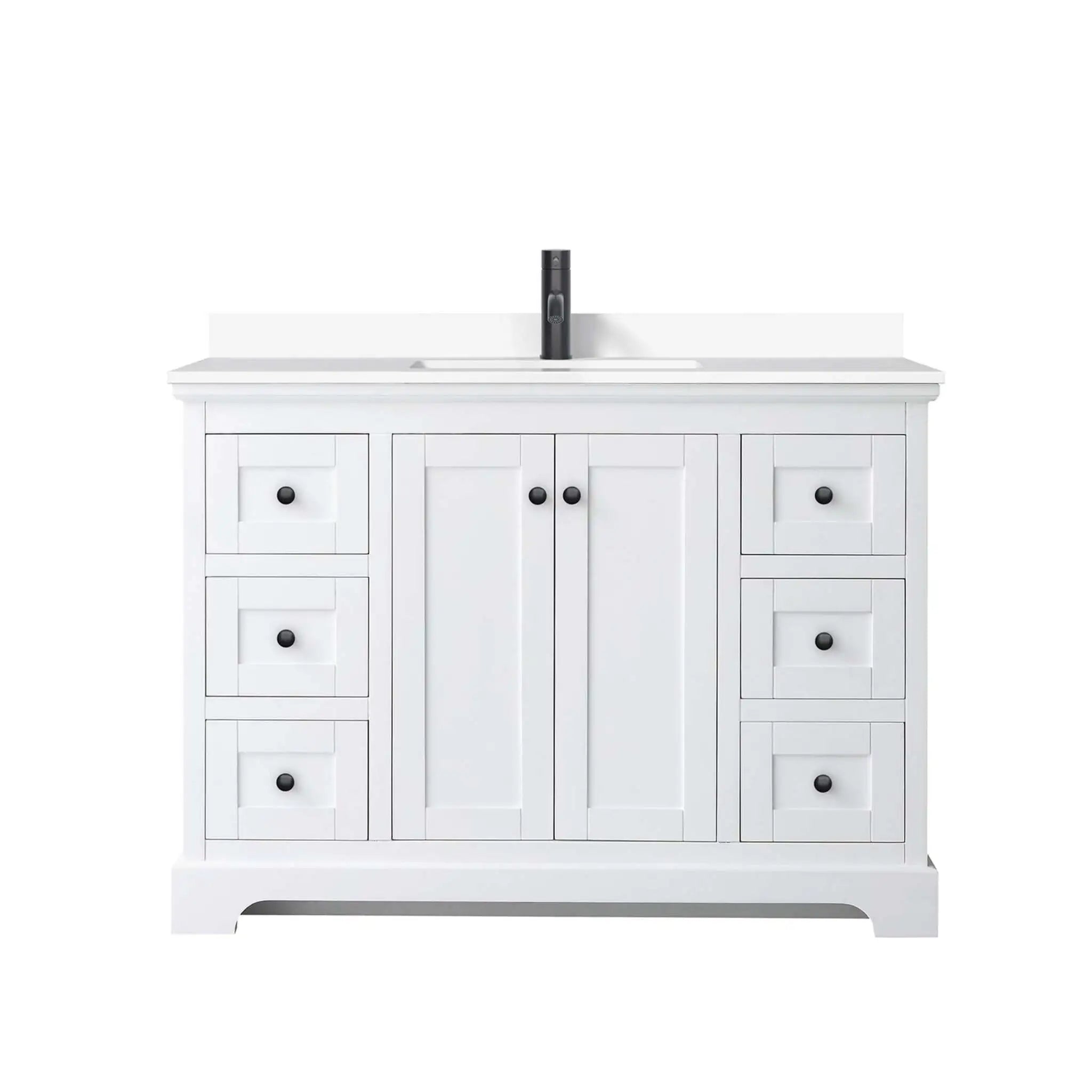 48" Avery Single Bathroom Vanity in White with Matte Black Trim by Wyndham