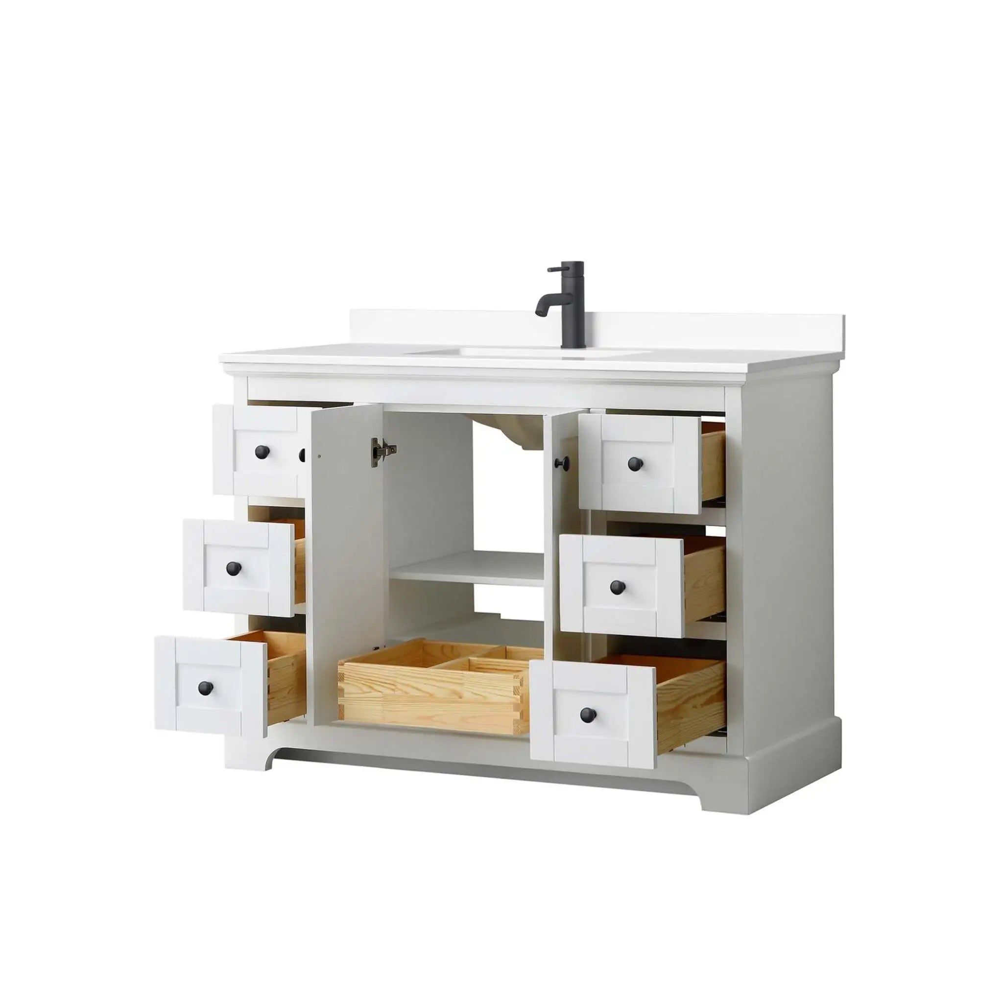 48" Avery Single Bathroom Vanity in White with Matte Black Trim by Wyndham