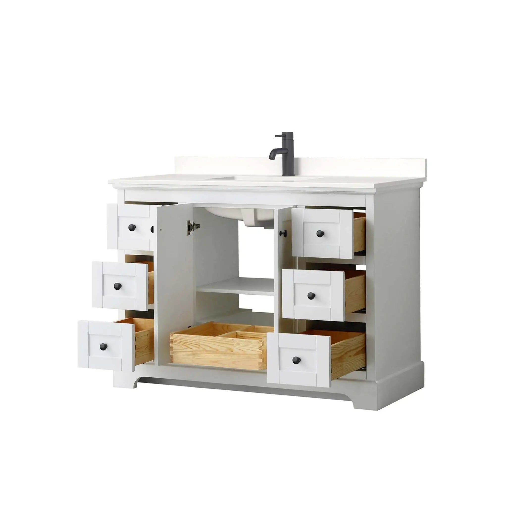 48" Avery Single Bathroom Vanity in White with Matte Black Trim by Wyndham