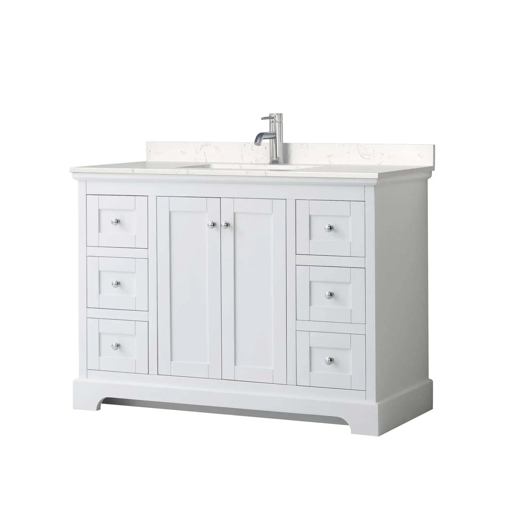 48" Avery Single Bathroom Vanity in White with Polished Chrome Trim by Wyndham