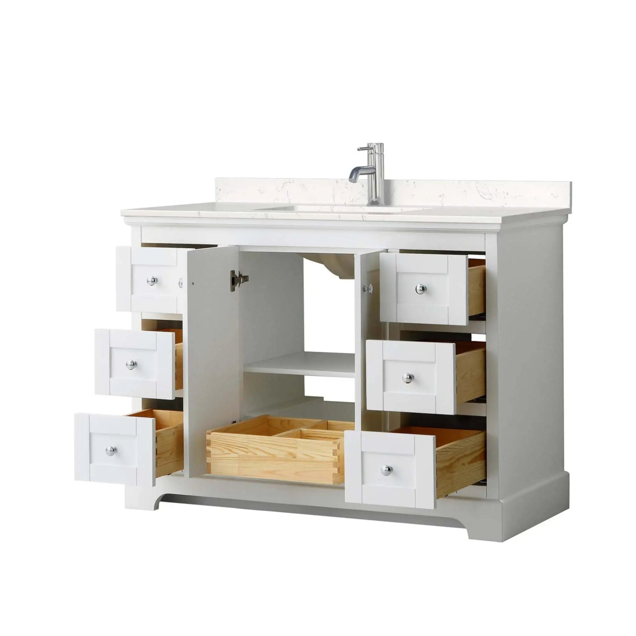 48" Avery Single Bathroom Vanity in White with Polished Chrome Trim by Wyndham