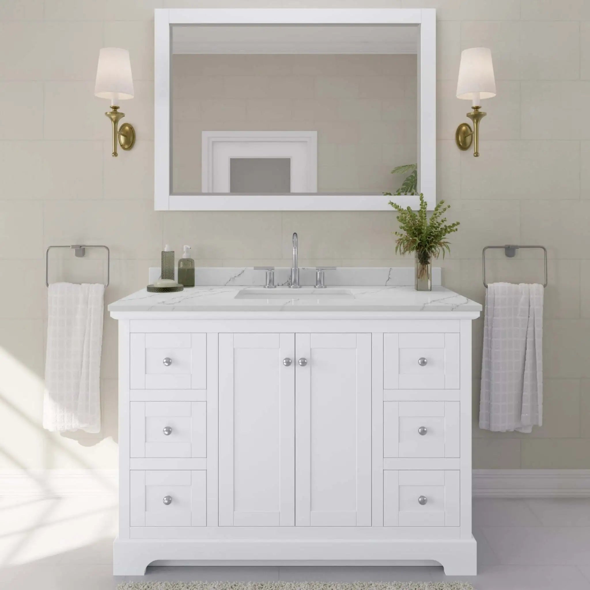 48" Avery Single Bathroom Vanity in White with Polished Chrome Trim by Wyndham