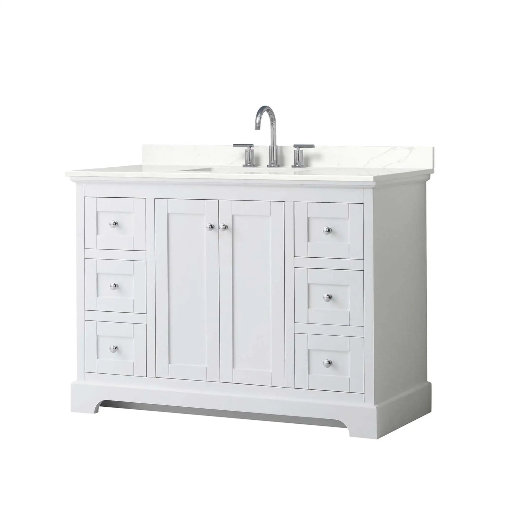 48" Avery Single Bathroom Vanity in White with Polished Chrome Trim by Wyndham
