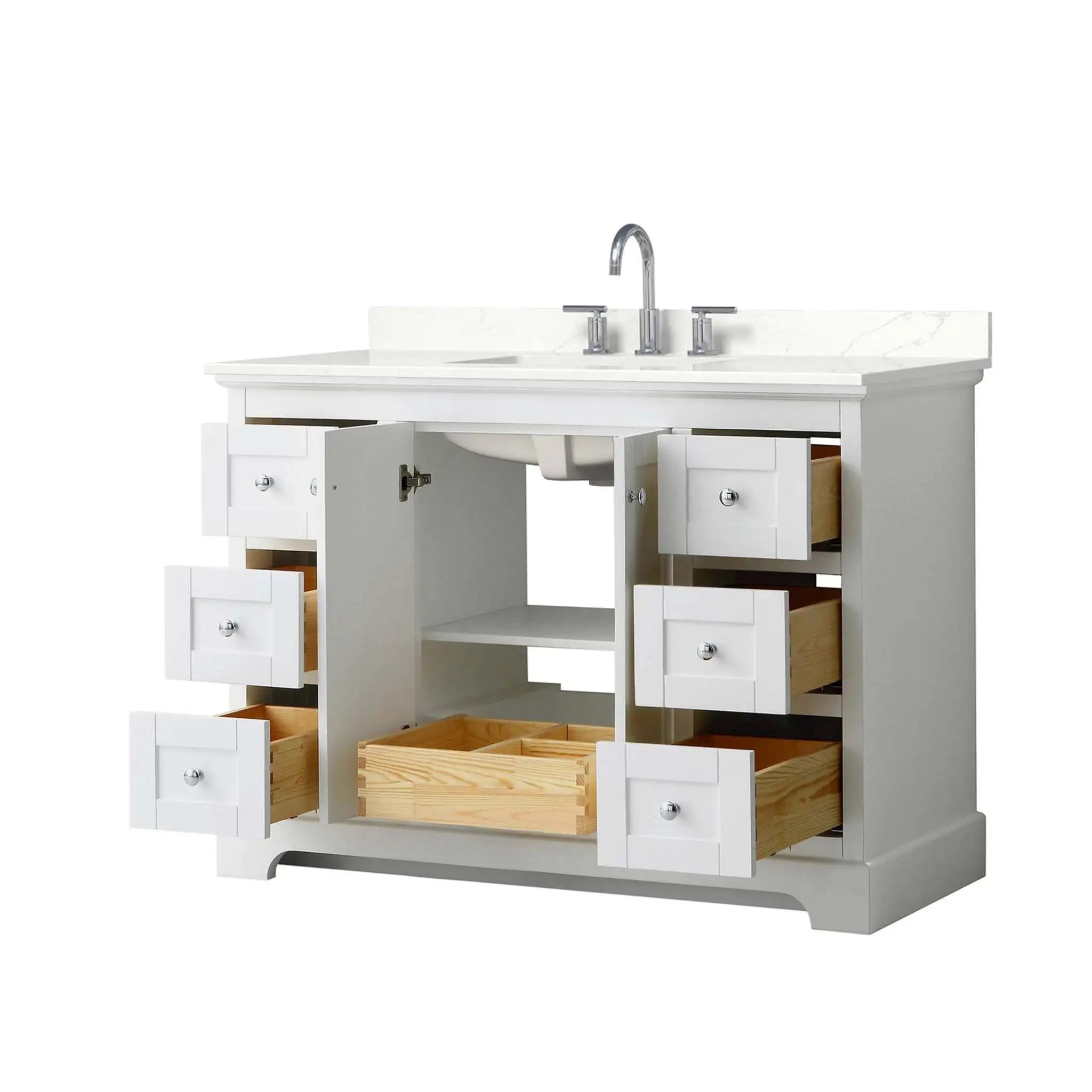 48" Avery Single Bathroom Vanity in White with Polished Chrome Trim by Wyndham