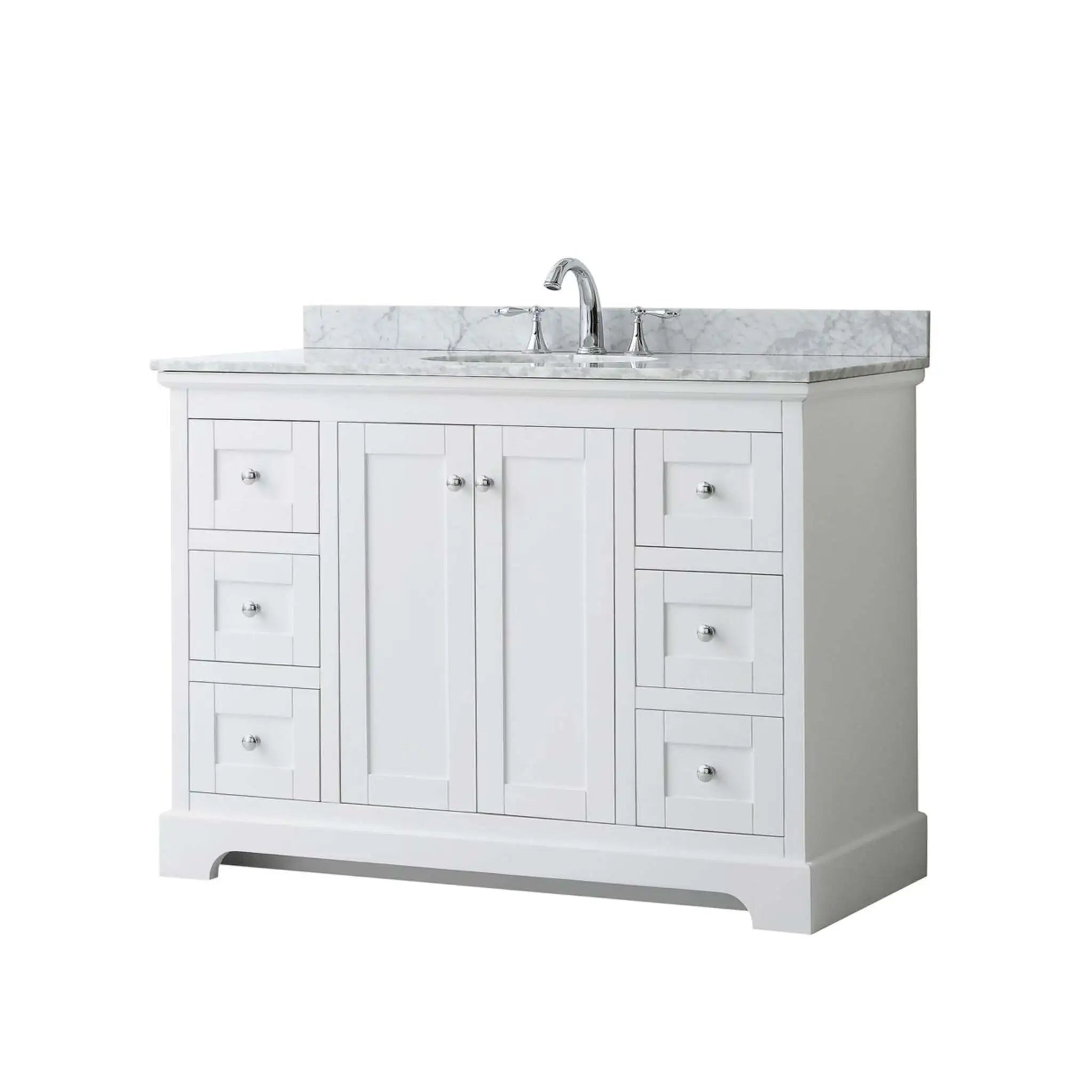 48" Avery Single Bathroom Vanity in White with Polished Chrome Trim by Wyndham