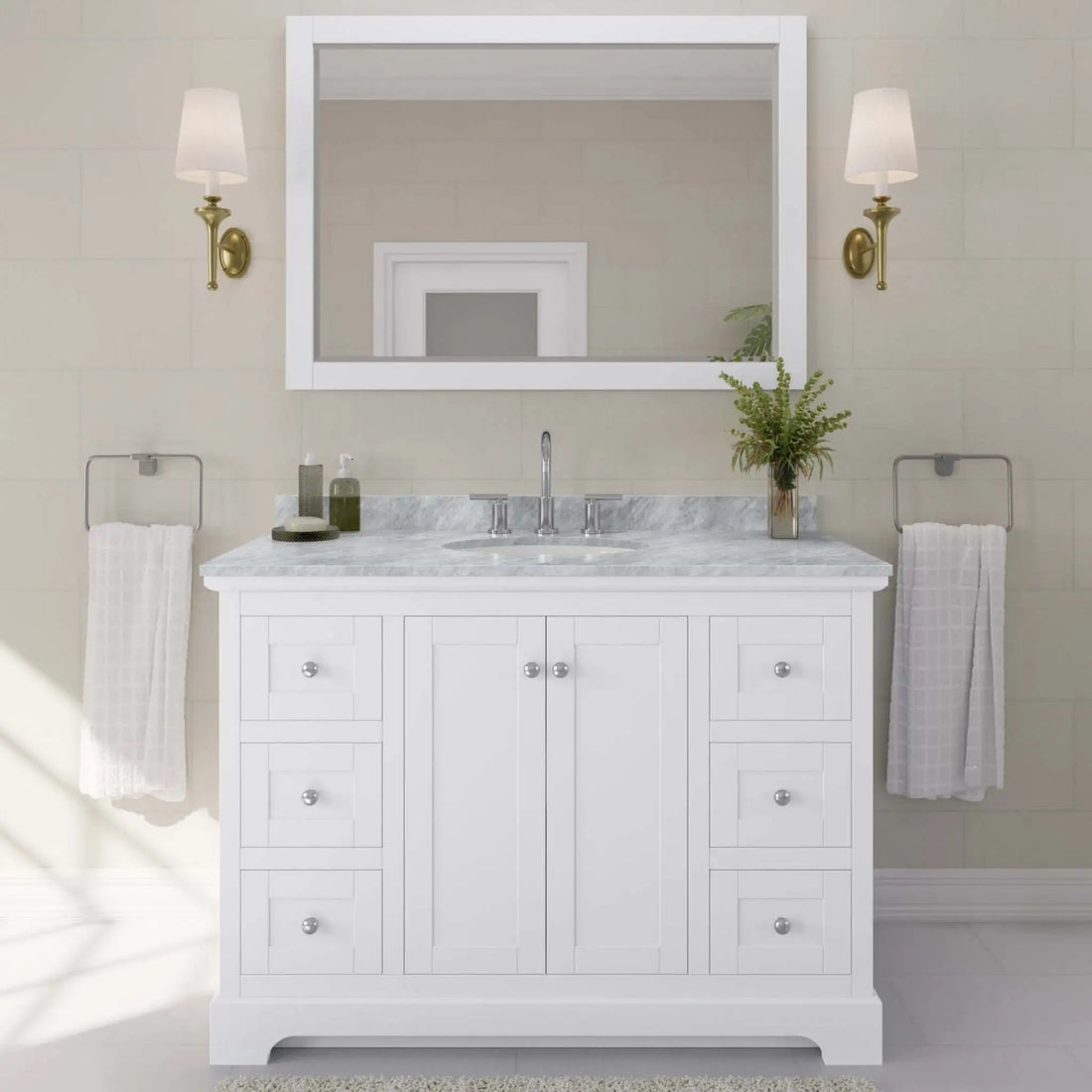 48" Avery Single Bathroom Vanity in White with Polished Chrome Trim by Wyndham