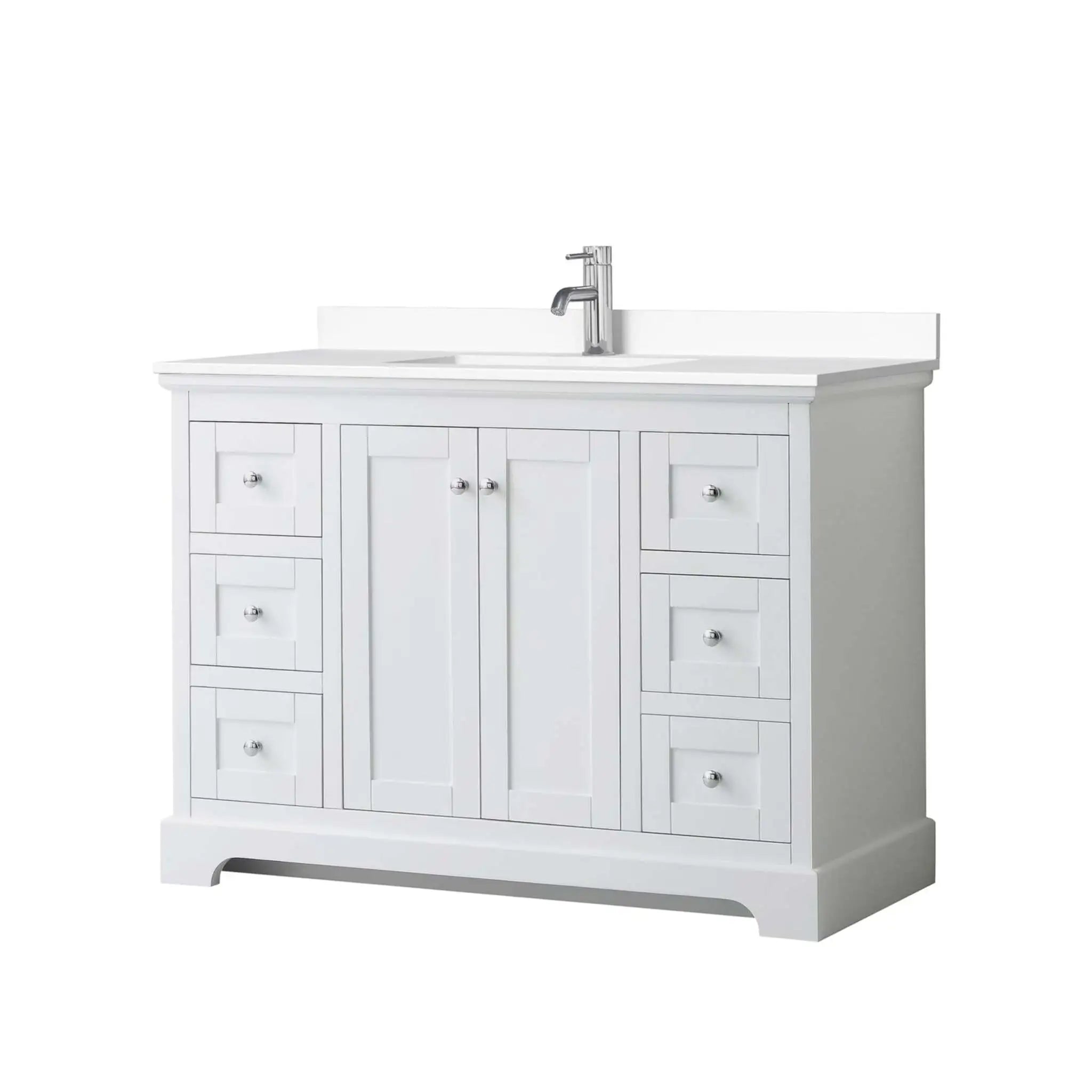 48" Avery Single Bathroom Vanity in White with Polished Chrome Trim by Wyndham