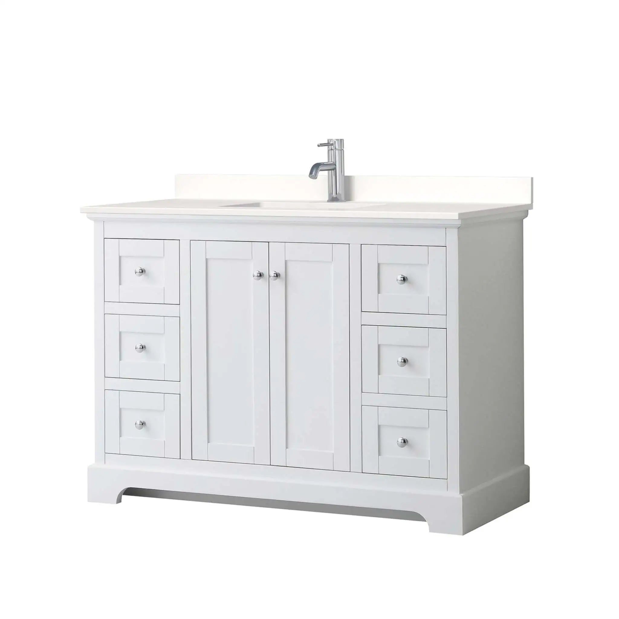 48" Avery Single Bathroom Vanity in White with Polished Chrome Trim by Wyndham