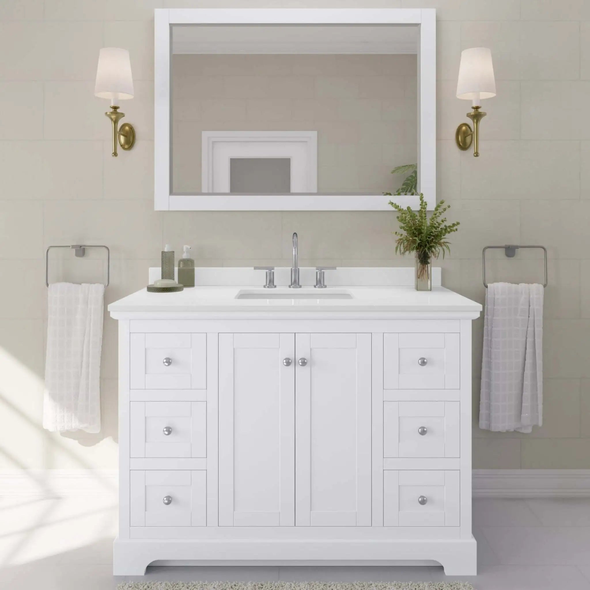 48" Avery Single Bathroom Vanity in White with Polished Chrome Trim by Wyndham