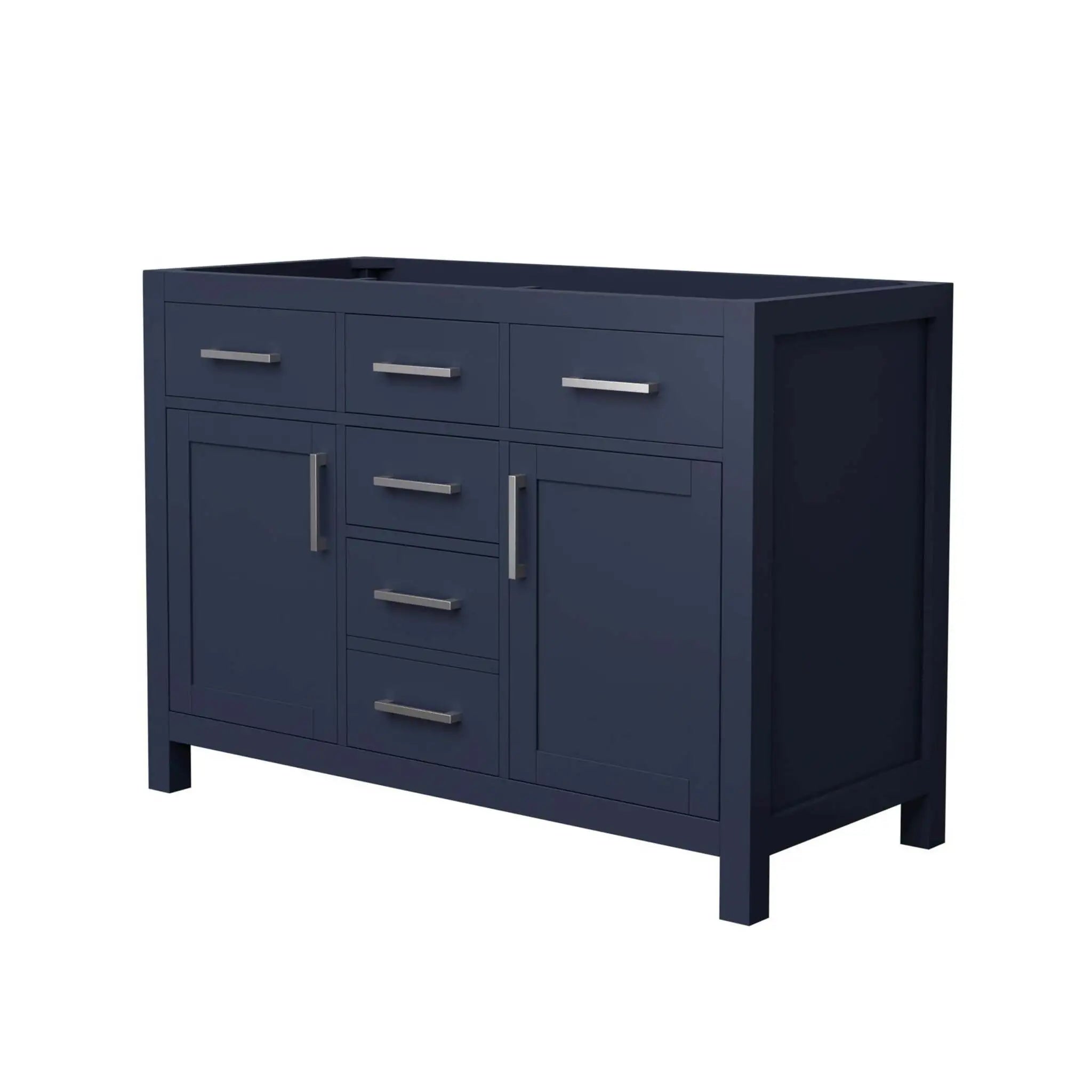 48" Beckett Double Bathroom Vanity in Dark Blue with Brushed Nickel Trim by Wyndham
