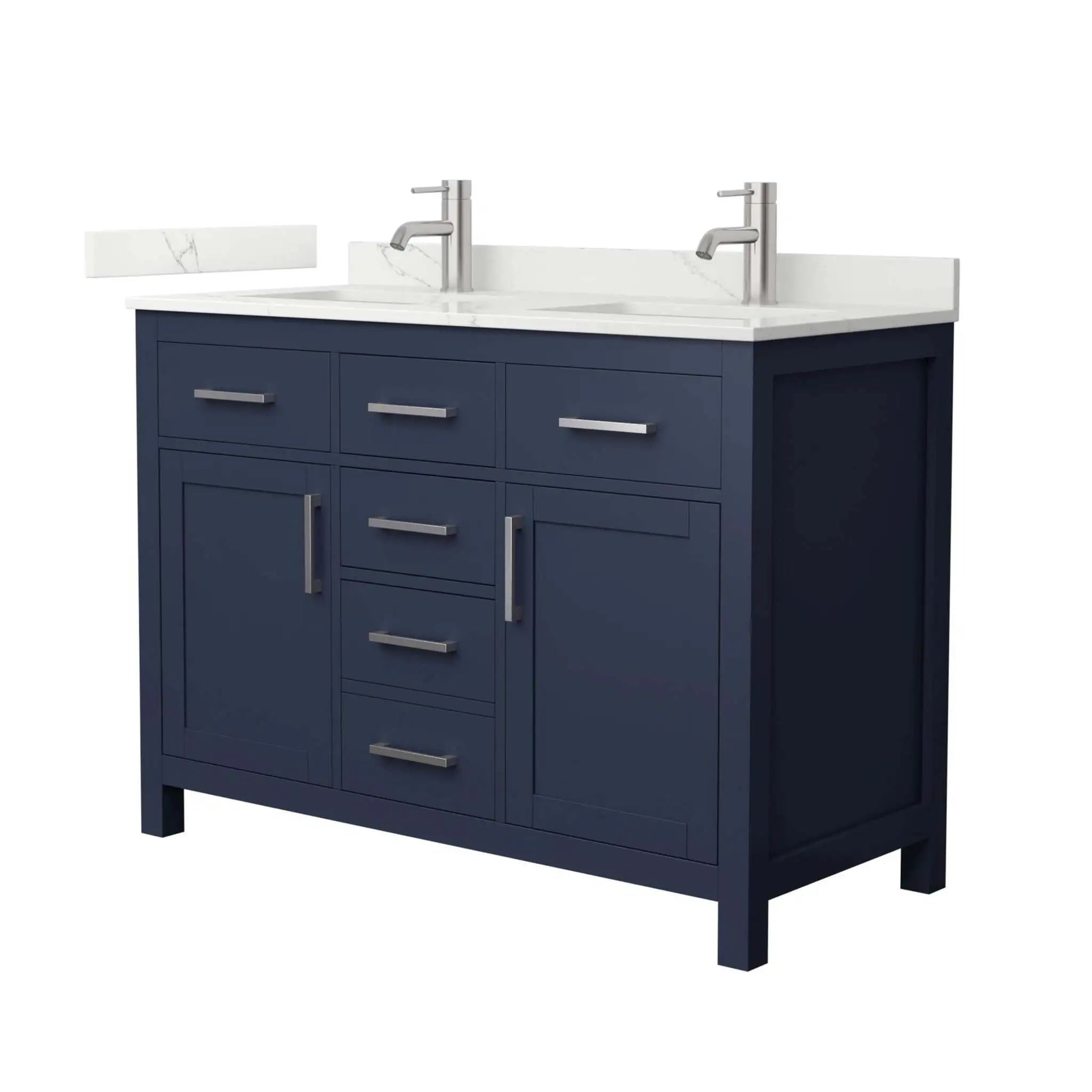 48" Beckett Double Bathroom Vanity in Dark Blue with Brushed Nickel Trim by Wyndham