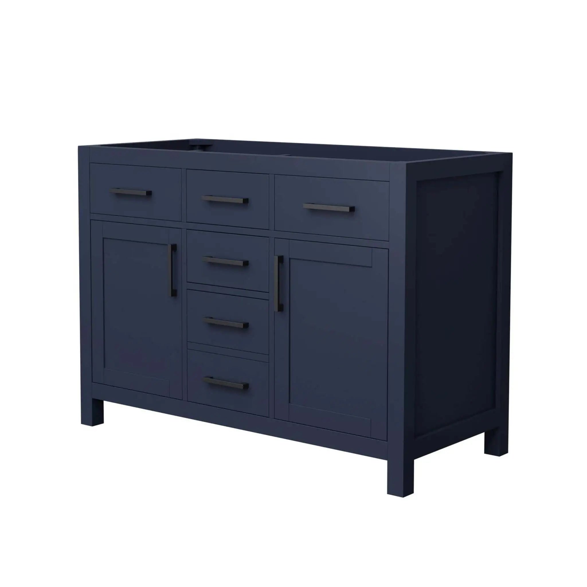 48" Beckett Double Bathroom Vanity in Dark Blue with Matte Black Trim by Wyndham