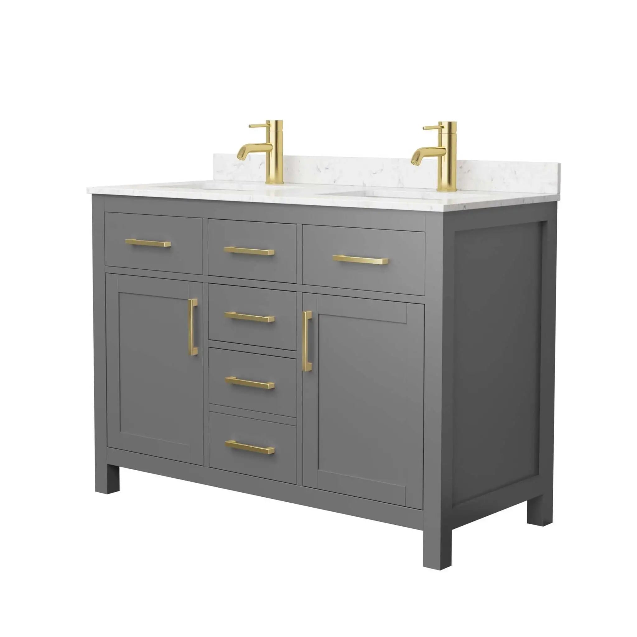 48" Beckett Double Bathroom Vanity in Dark Gray with Brushed Gold Trim by Wyndham