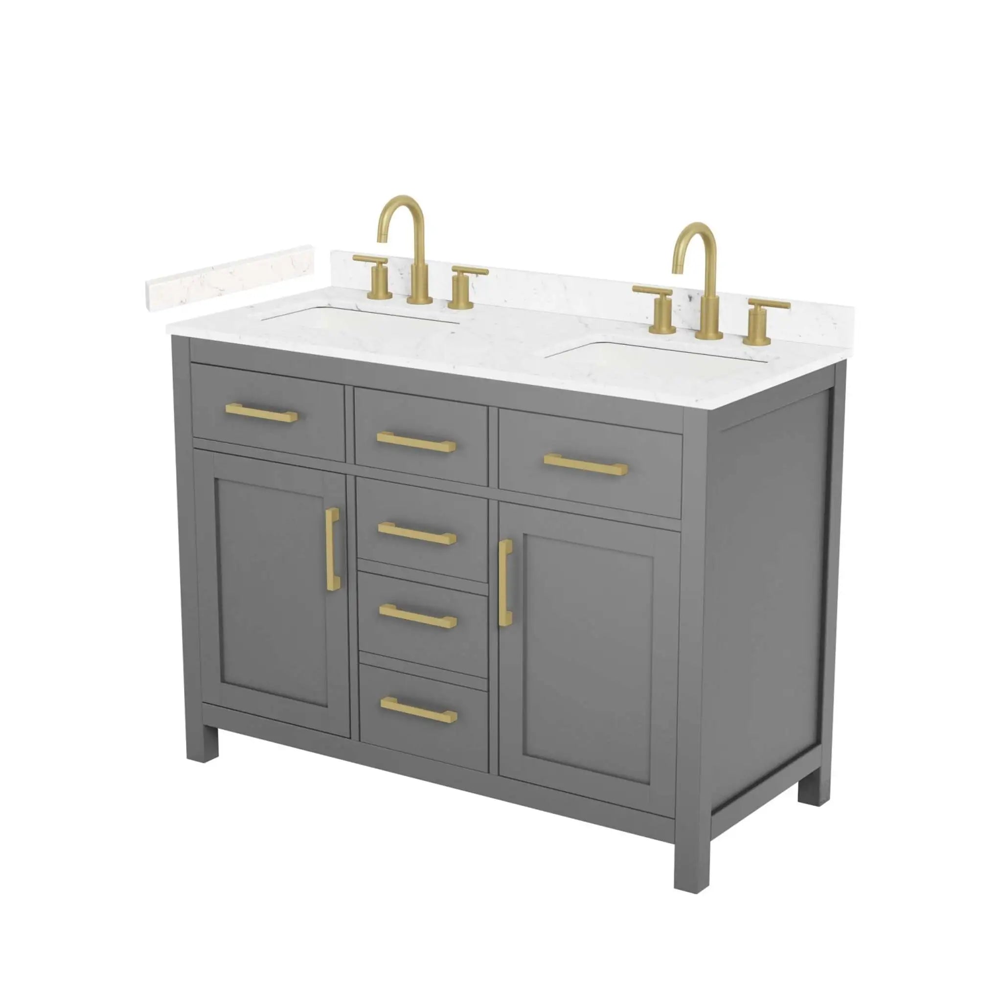 48" Beckett Double Bathroom Vanity in Dark Gray with Brushed Gold Trim by Wyndham