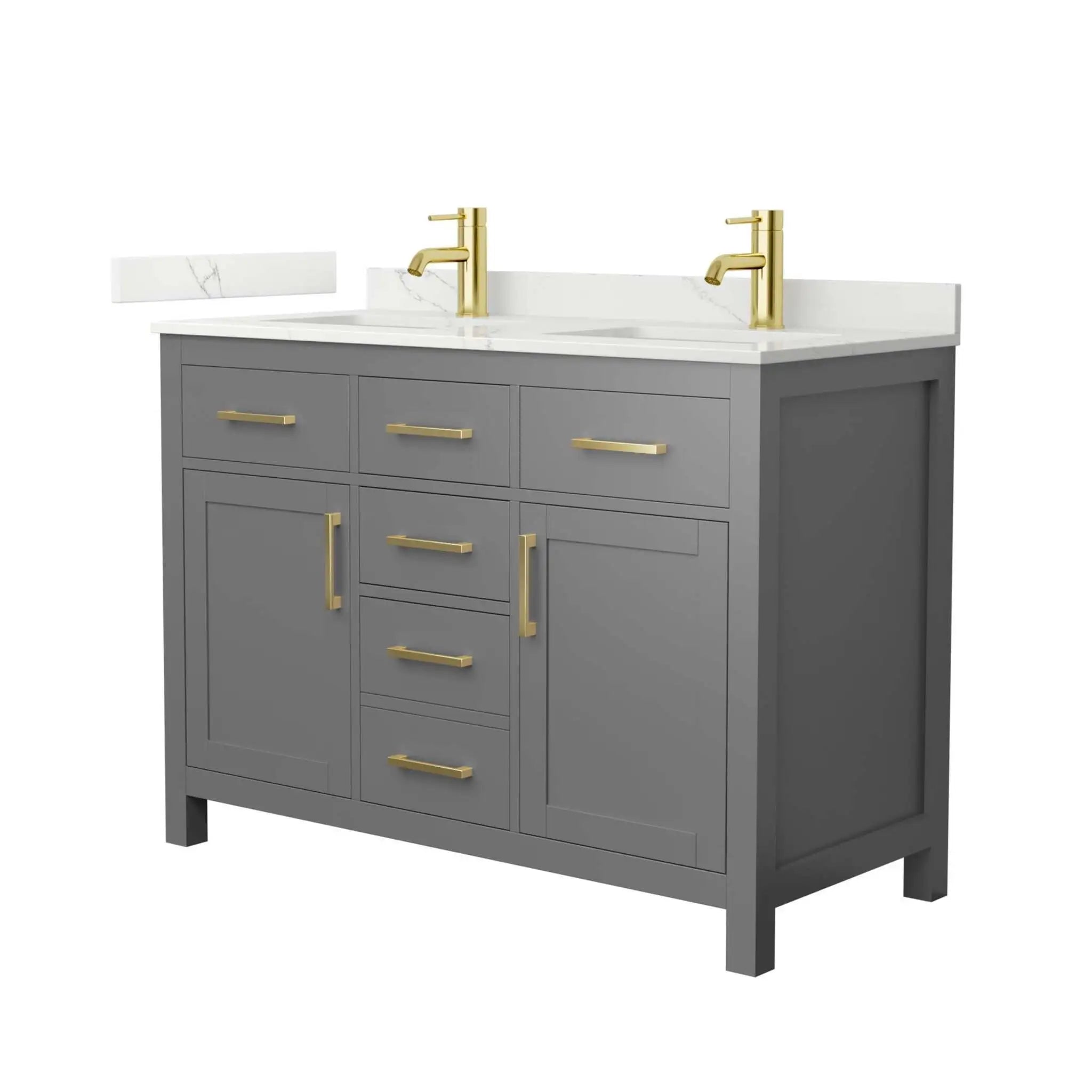 48" Beckett Double Bathroom Vanity in Dark Gray with Brushed Gold Trim by Wyndham