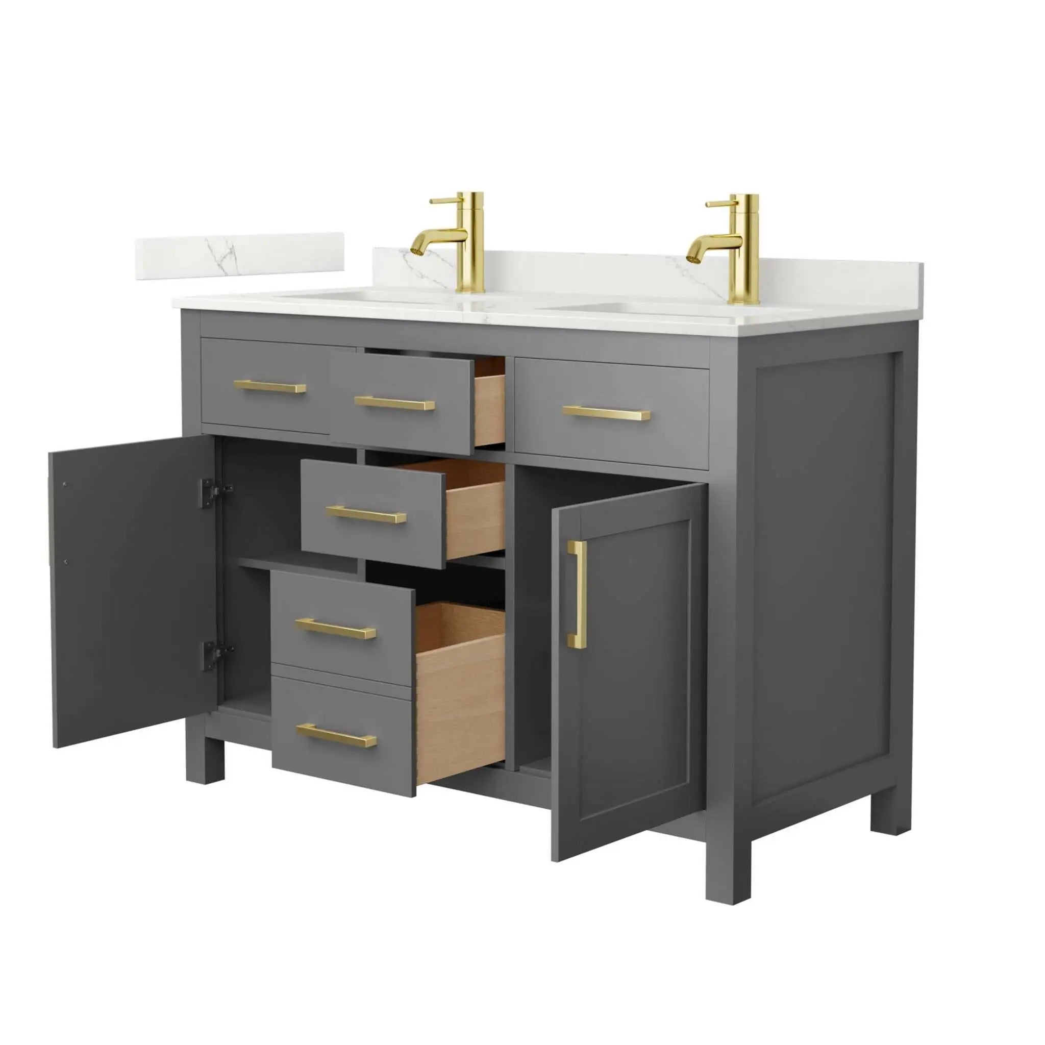 48" Beckett Double Bathroom Vanity in Dark Gray with Brushed Gold Trim by Wyndham