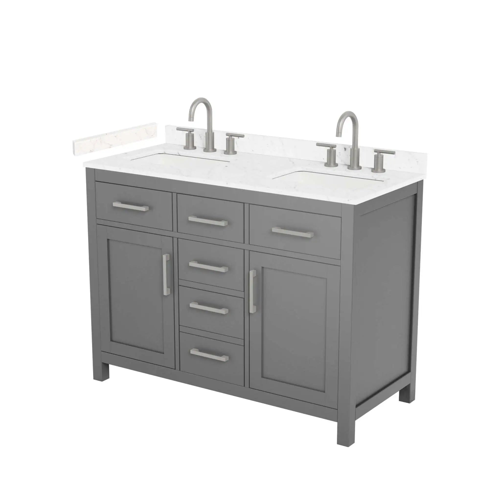 48" Beckett Double Bathroom Vanity in Dark Gray with Brushed Nickel Trim by Wyndham