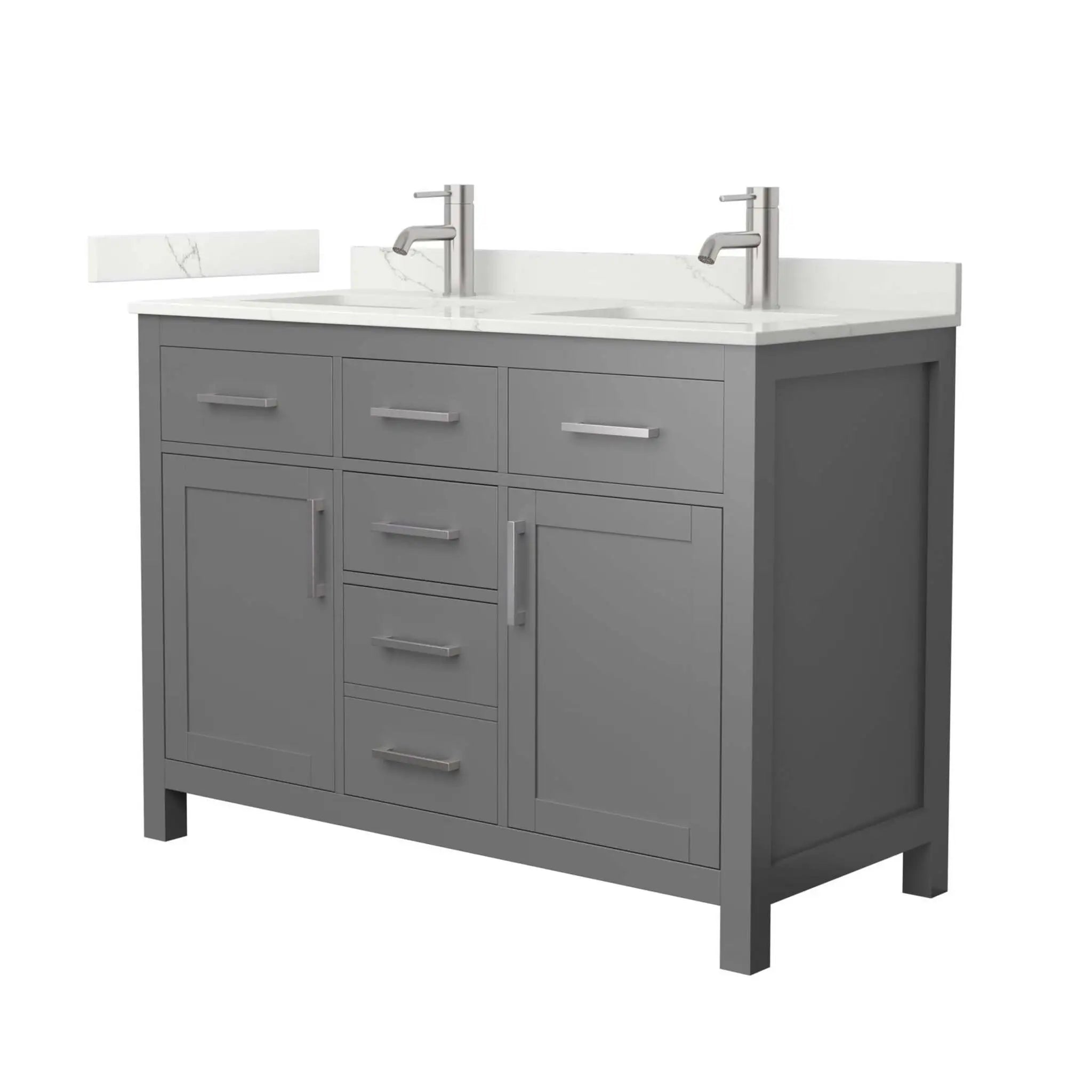 48" Beckett Double Bathroom Vanity in Dark Gray with Brushed Nickel Trim by Wyndham