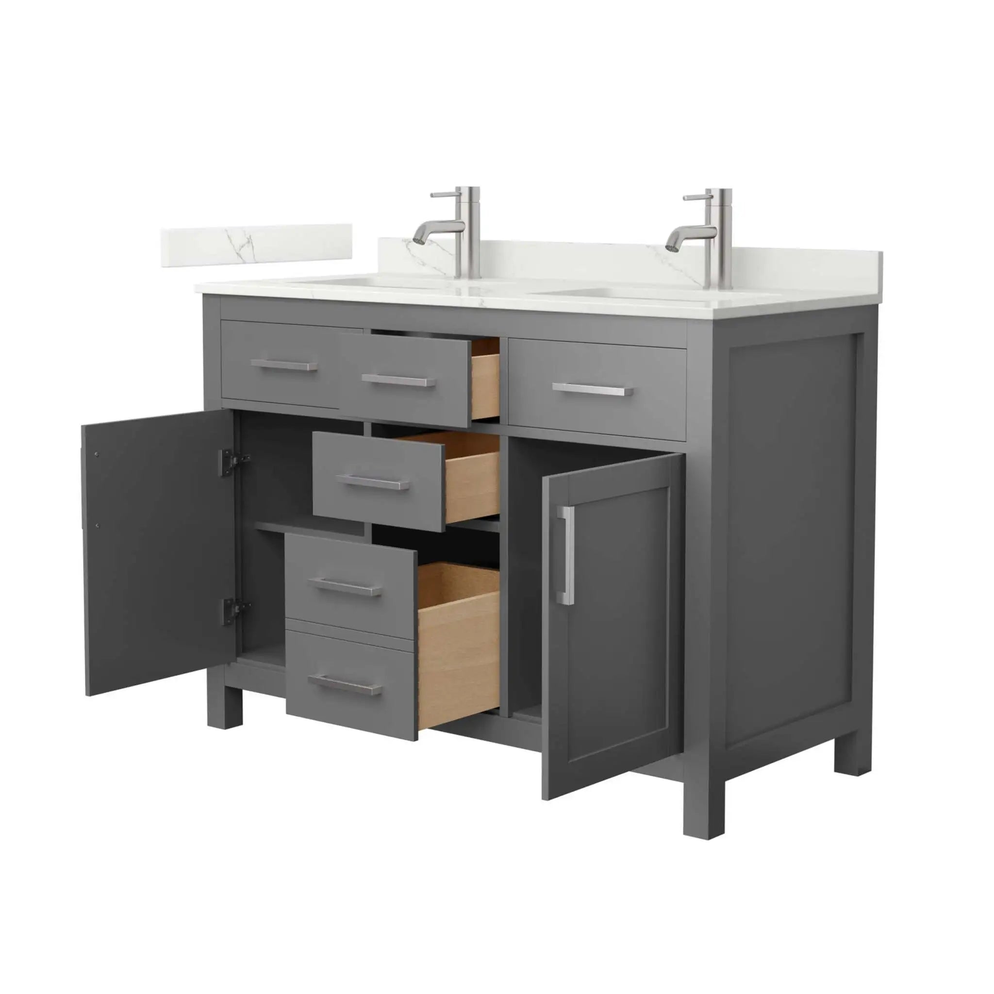 48" Beckett Double Bathroom Vanity in Dark Gray with Brushed Nickel Trim by Wyndham