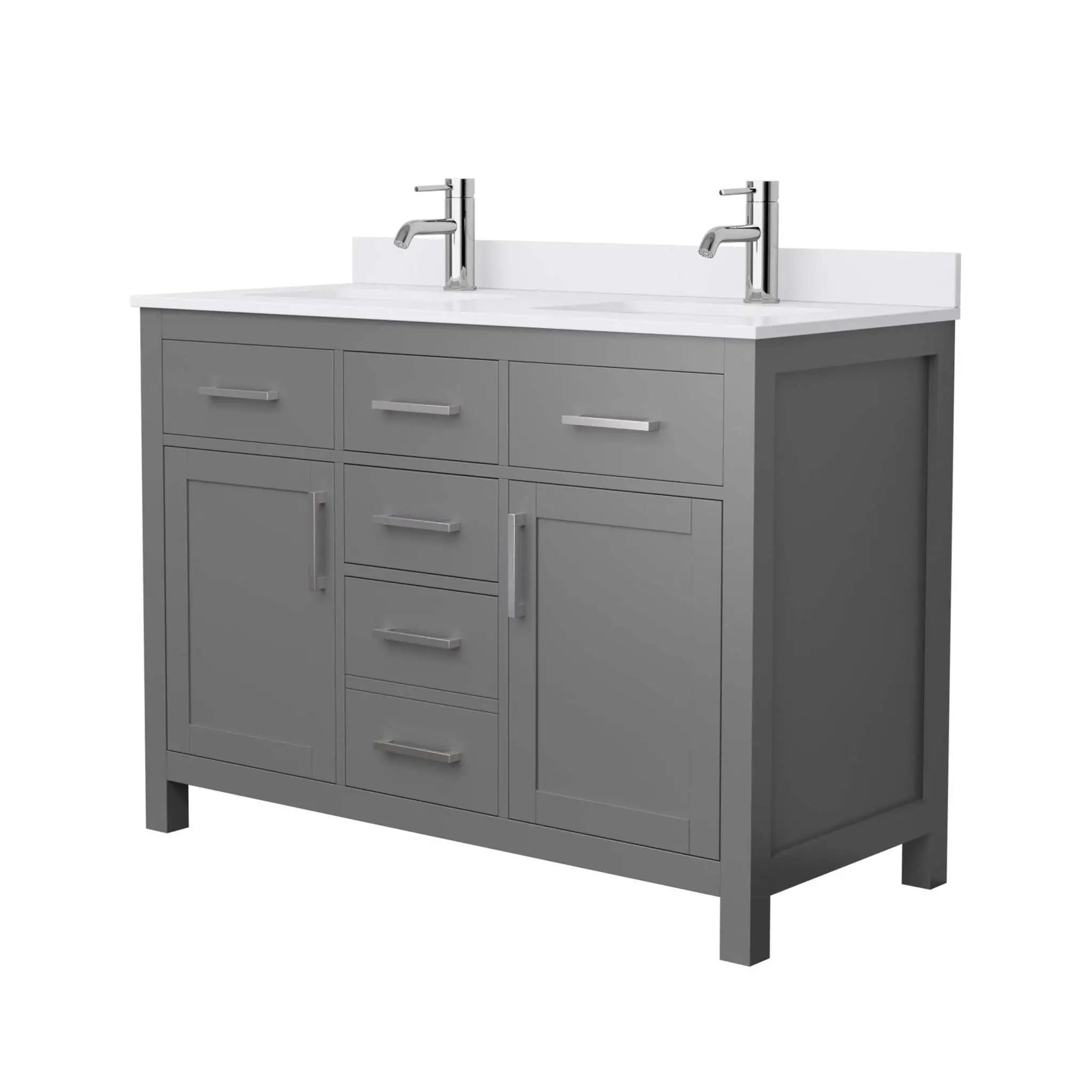 48" Beckett Double Bathroom Vanity in Dark Gray with Brushed Nickel Trim by Wyndham