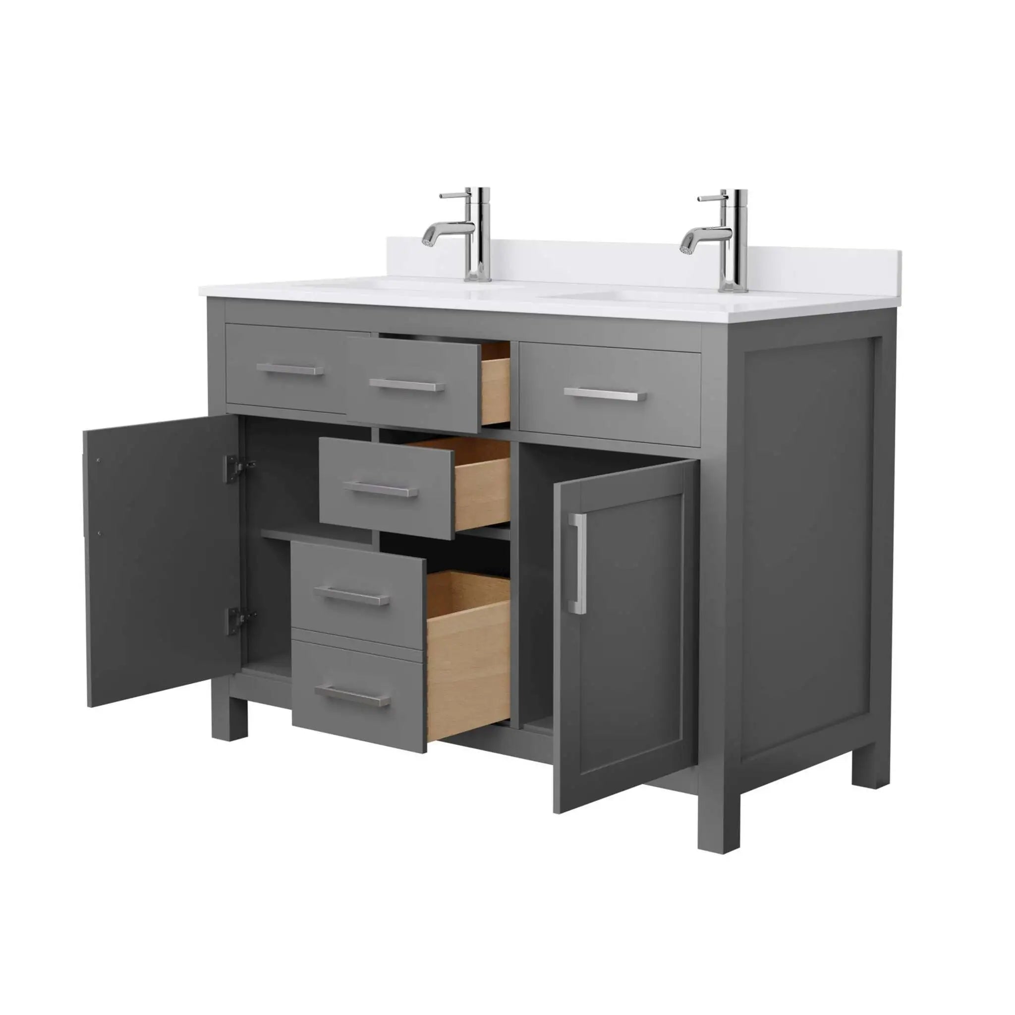 48" Beckett Double Bathroom Vanity in Dark Gray with Brushed Nickel Trim by Wyndham