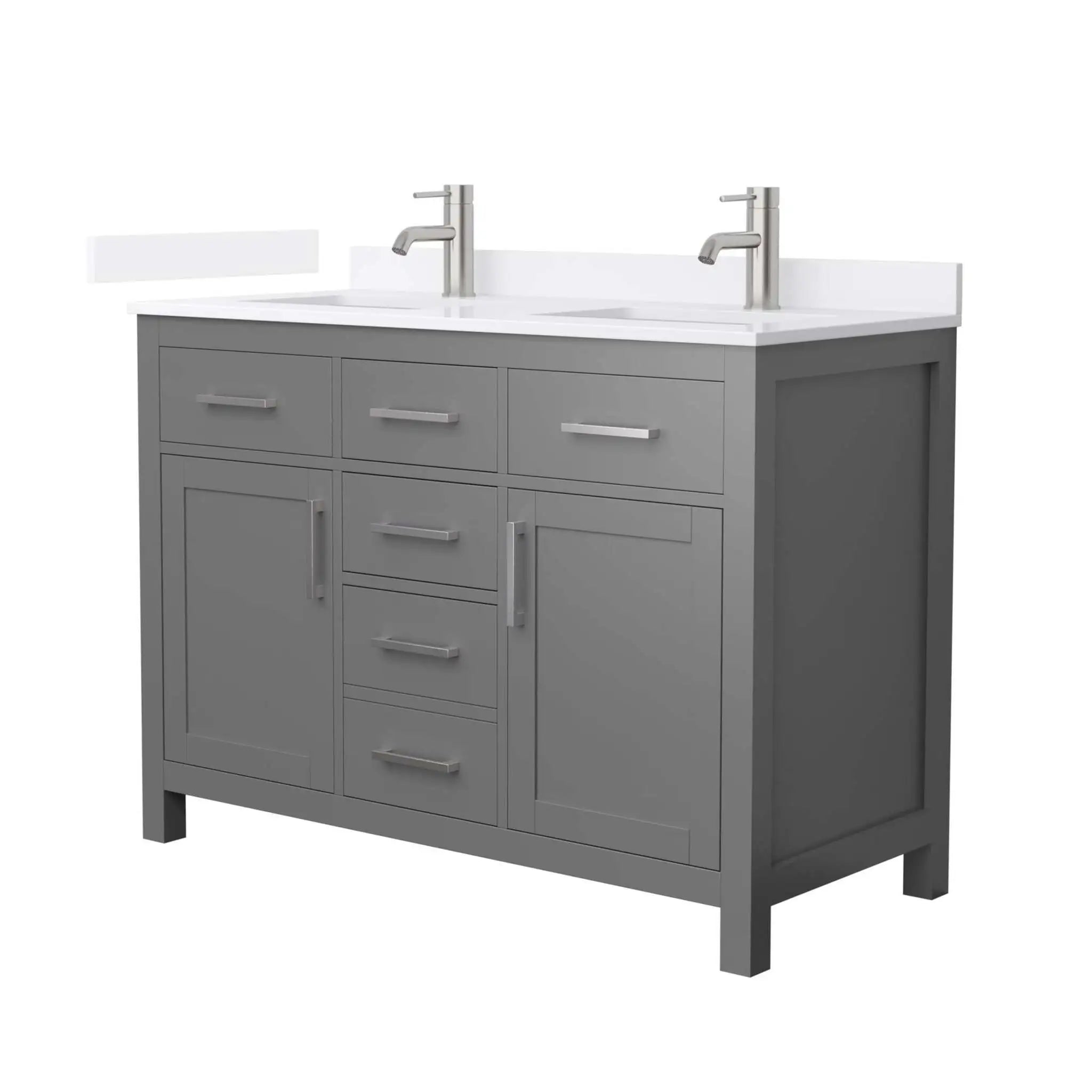 48" Beckett Double Bathroom Vanity in Dark Gray with Brushed Nickel Trim by Wyndham