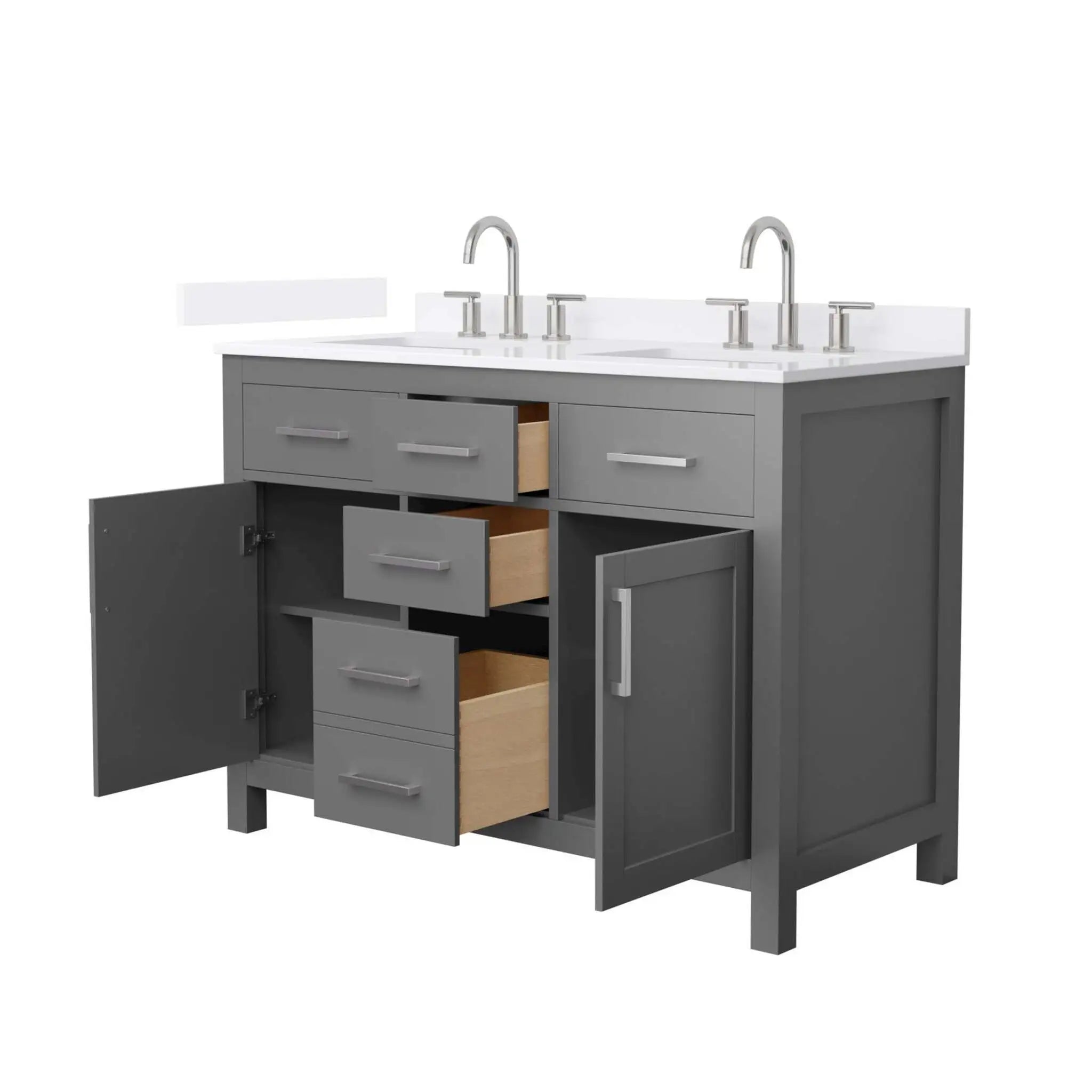 48" Beckett Double Bathroom Vanity in Dark Gray with Brushed Nickel Trim by Wyndham