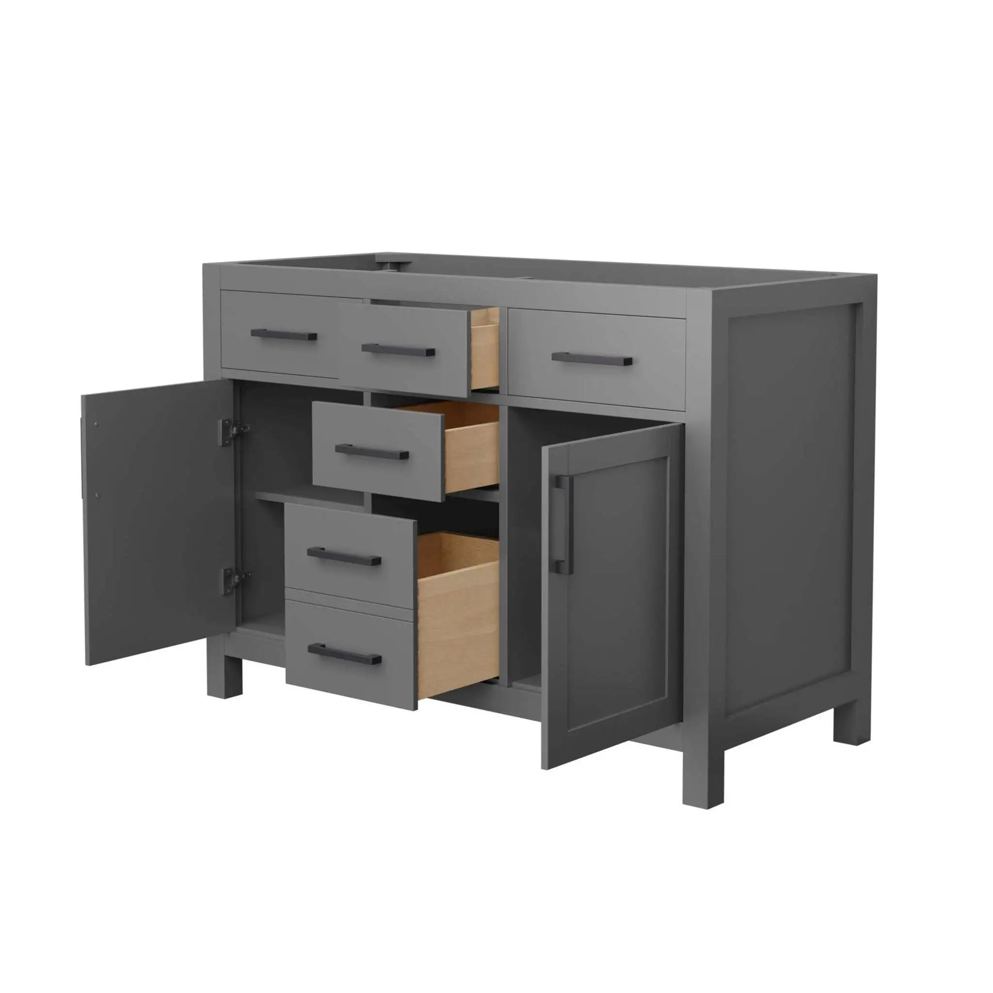 48" Beckett Double Bathroom Vanity in Dark Gray with Matte Black Trim by Wyndham