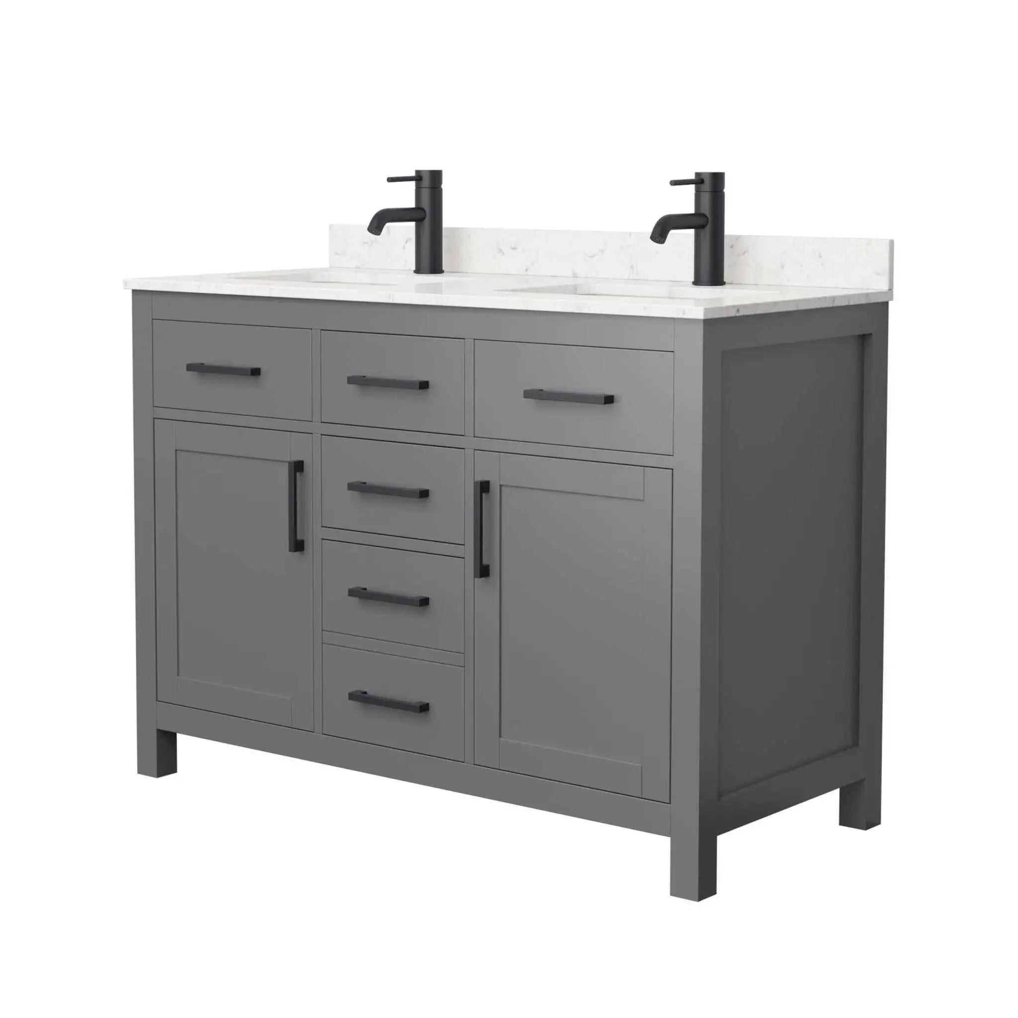 48" Beckett Double Bathroom Vanity in Dark Gray with Matte Black Trim by Wyndham